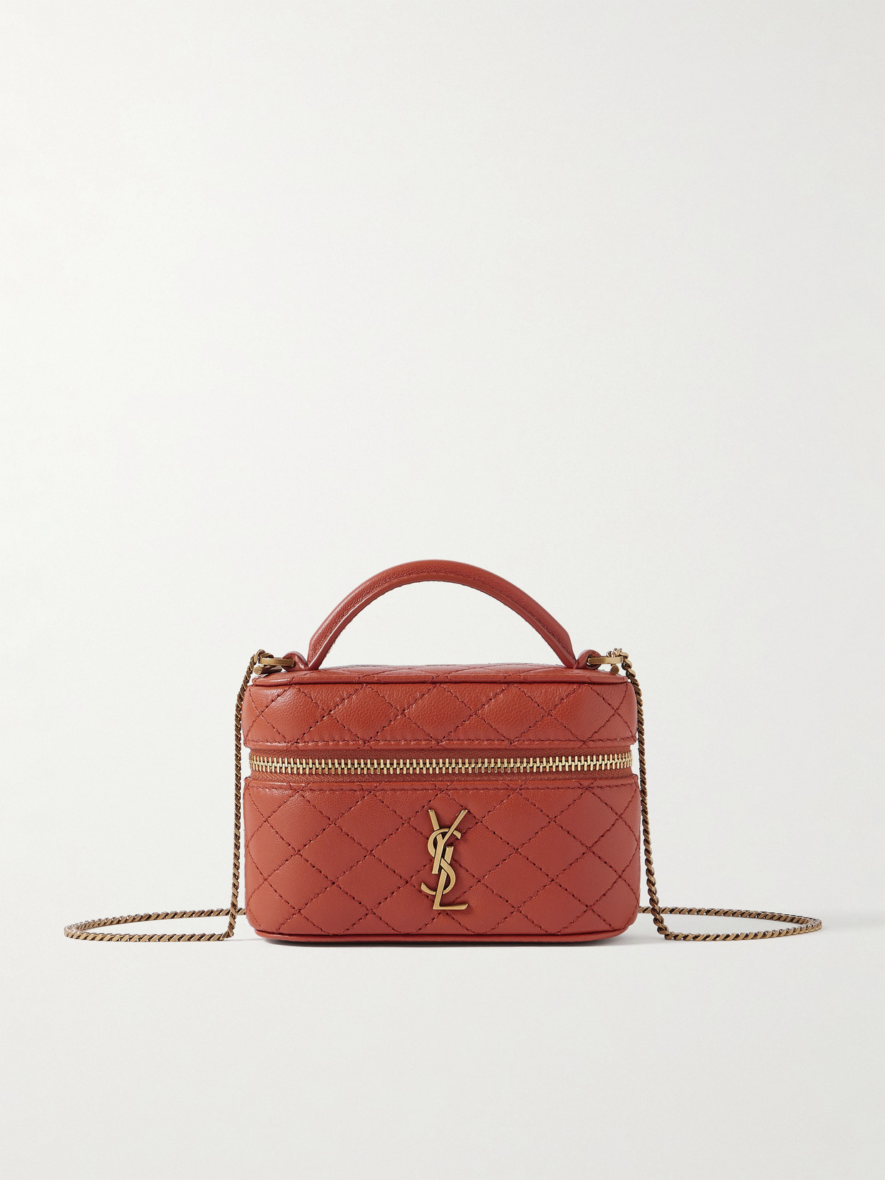 Saint Laurent Gaby Vanity Micro Quilted Leather Shoulder Bag In Orange