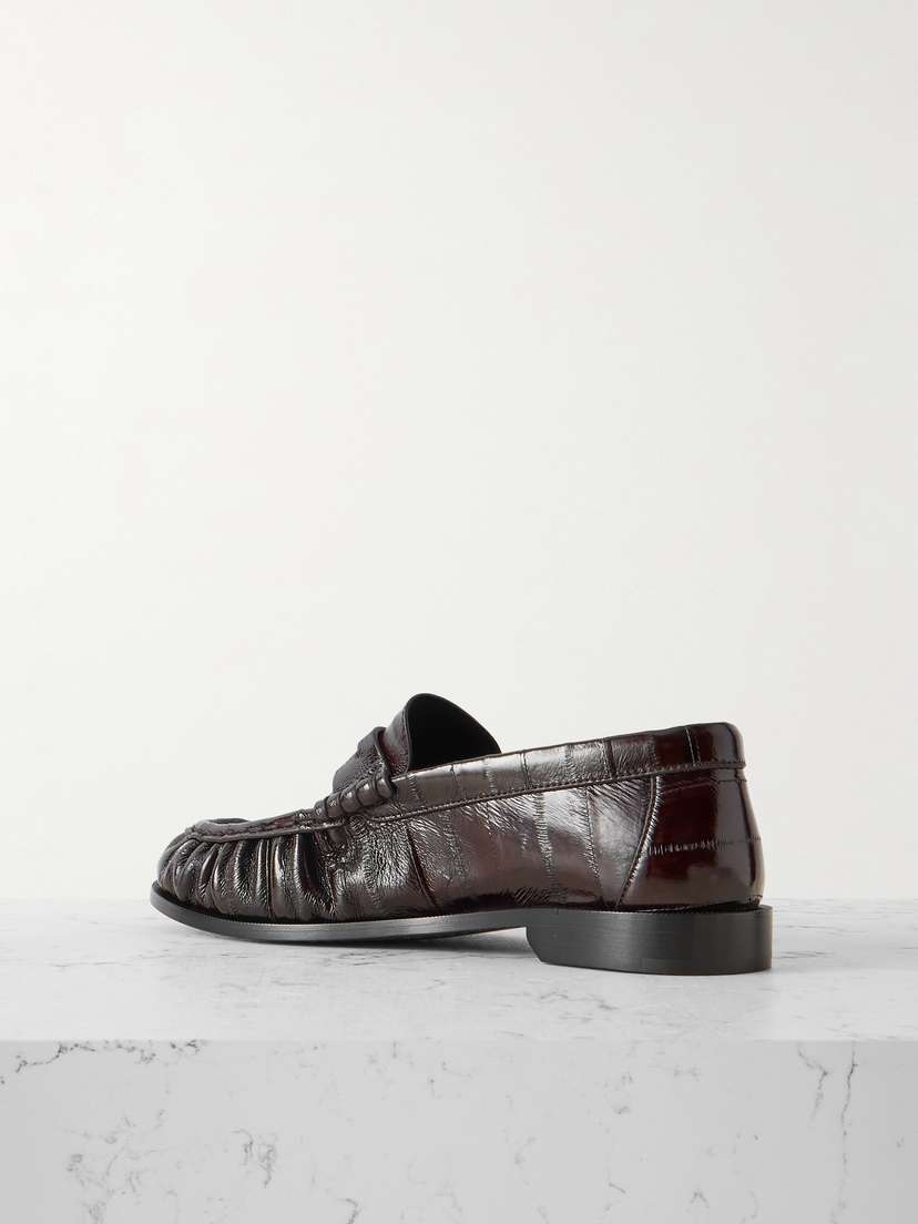 Saint Laurent Le Loafer Eel Loafers - side view in Burgundy