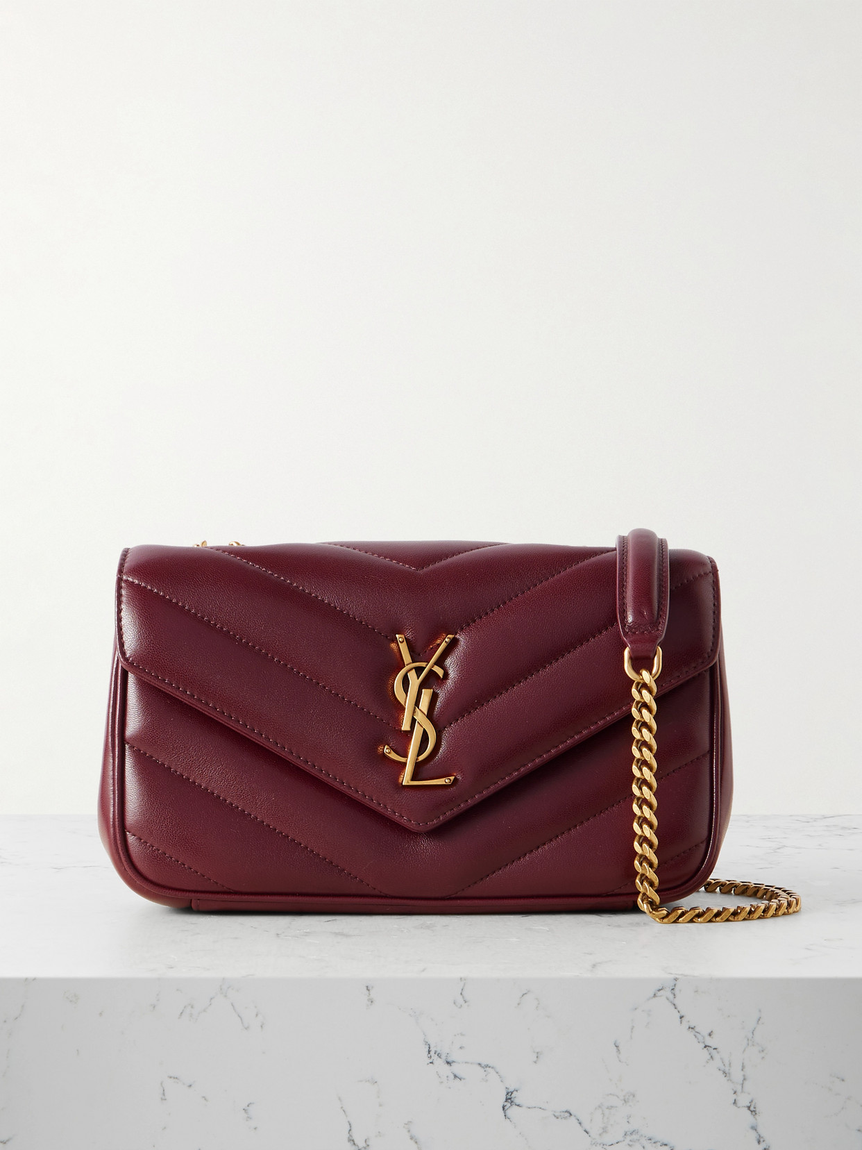 Saint Laurent Loulou Quilted Leather Shoulder Bag In Burgundy