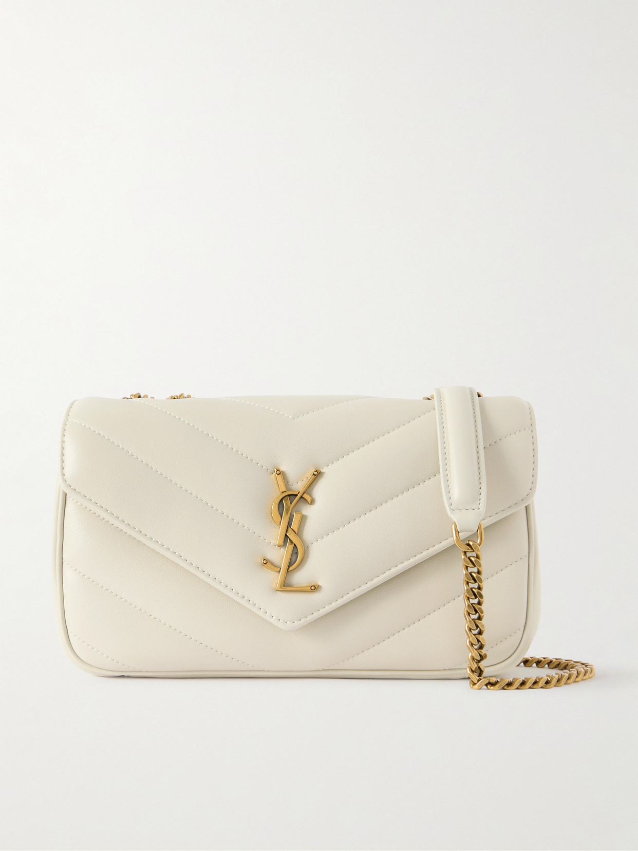 Saint Laurent Loulou Quilted Leather Shoulder Bag In White