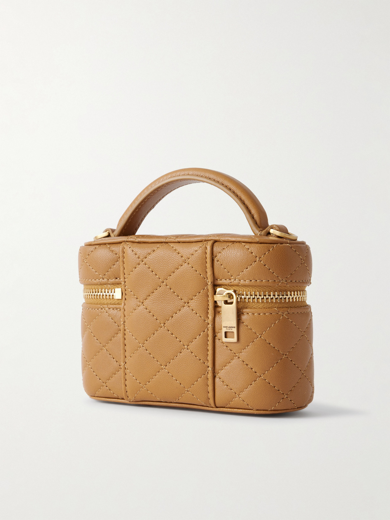 Saint Laurent Gaby Vanity Micro Quilted Leather Shoulder Bag In Brown