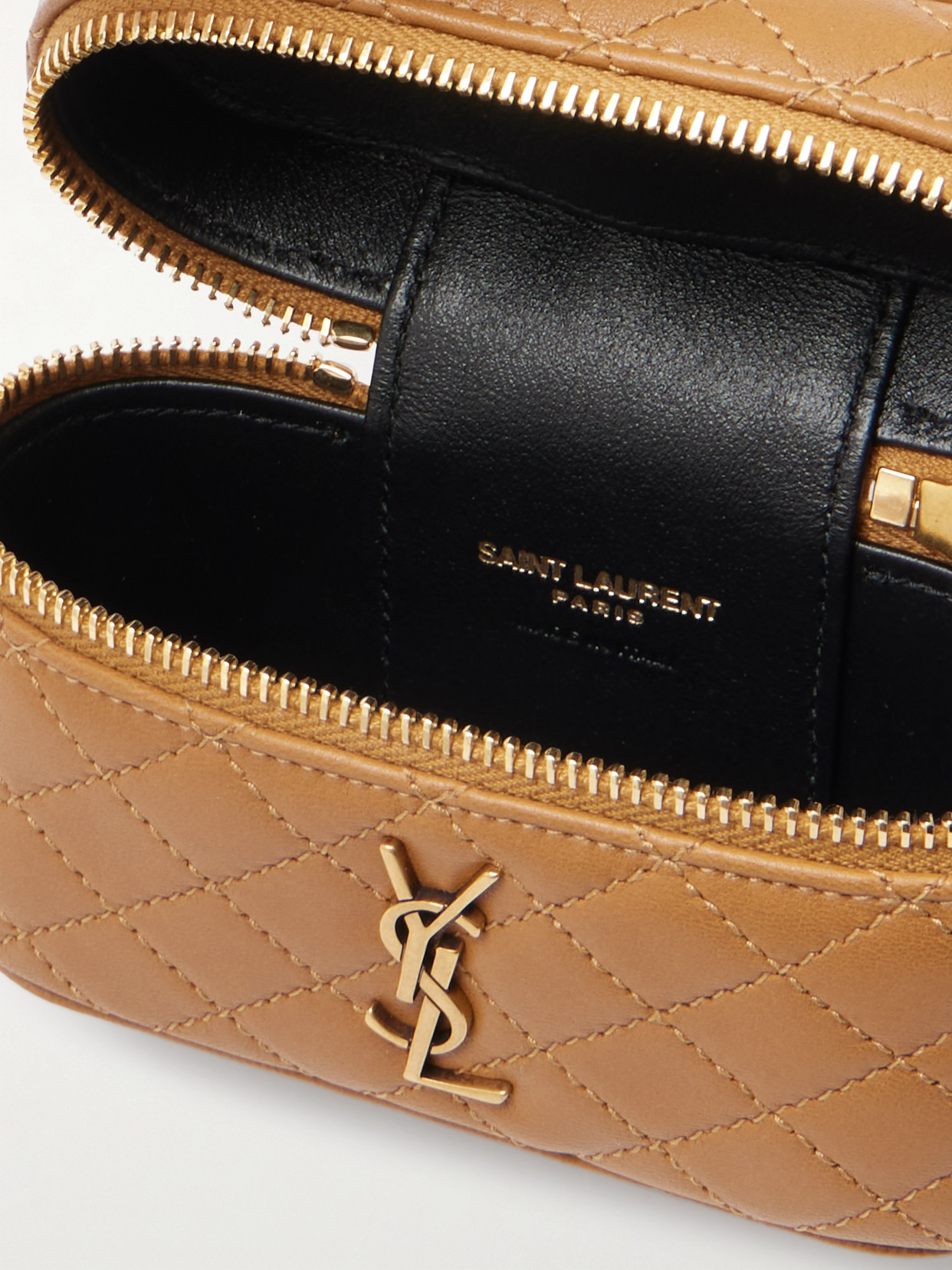 Saint Laurent Gaby Vanity Micro Quilted Leather Shoulder Bag In Brown