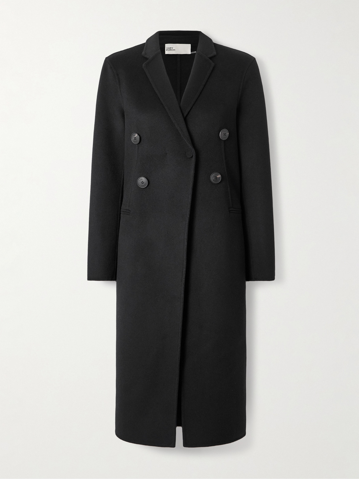 Tory Burch Asymmetric Wool-blend Coat In Black