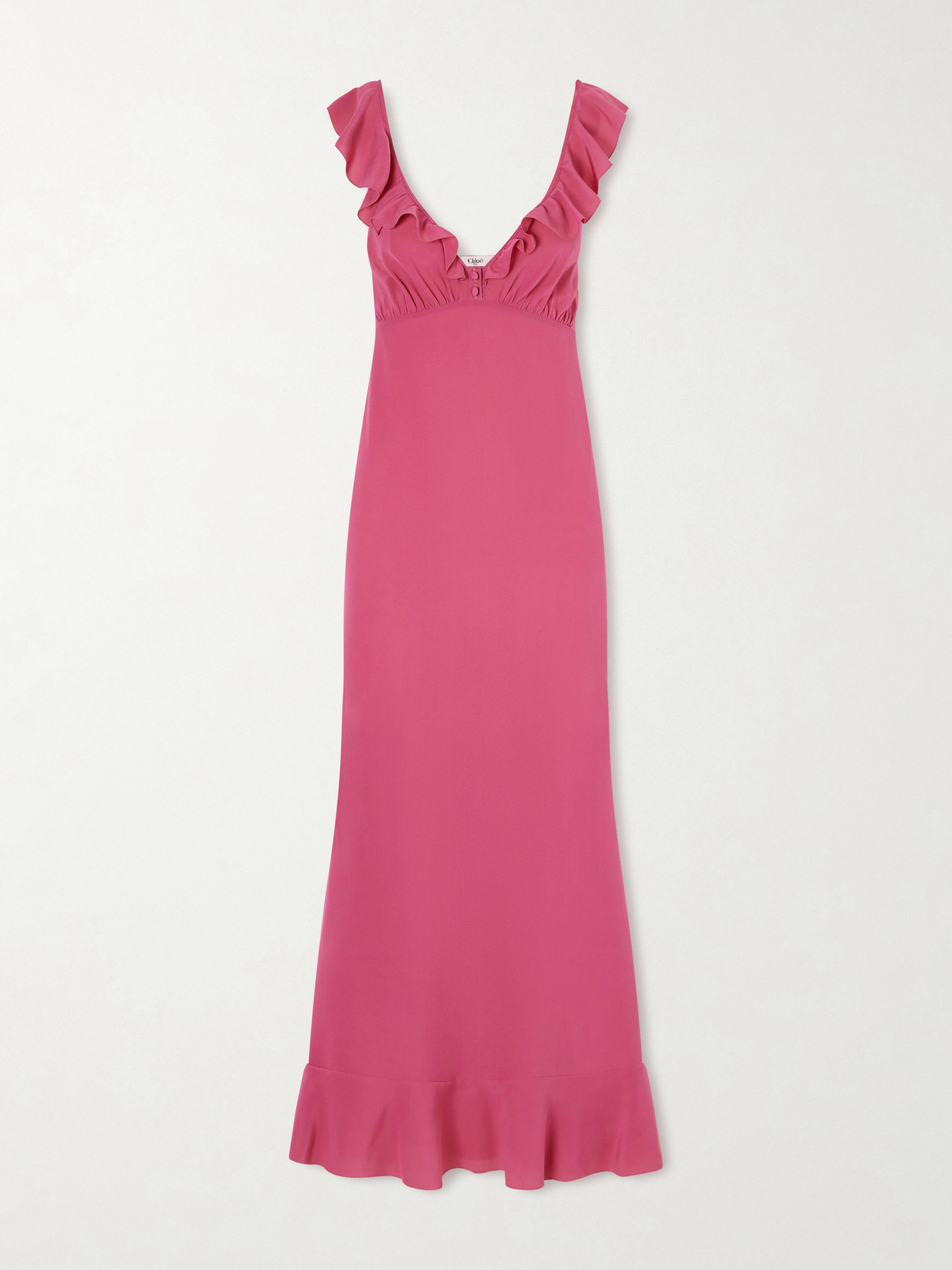 Chloé Ruffled Silk-chiffon Midi Dress In Pink