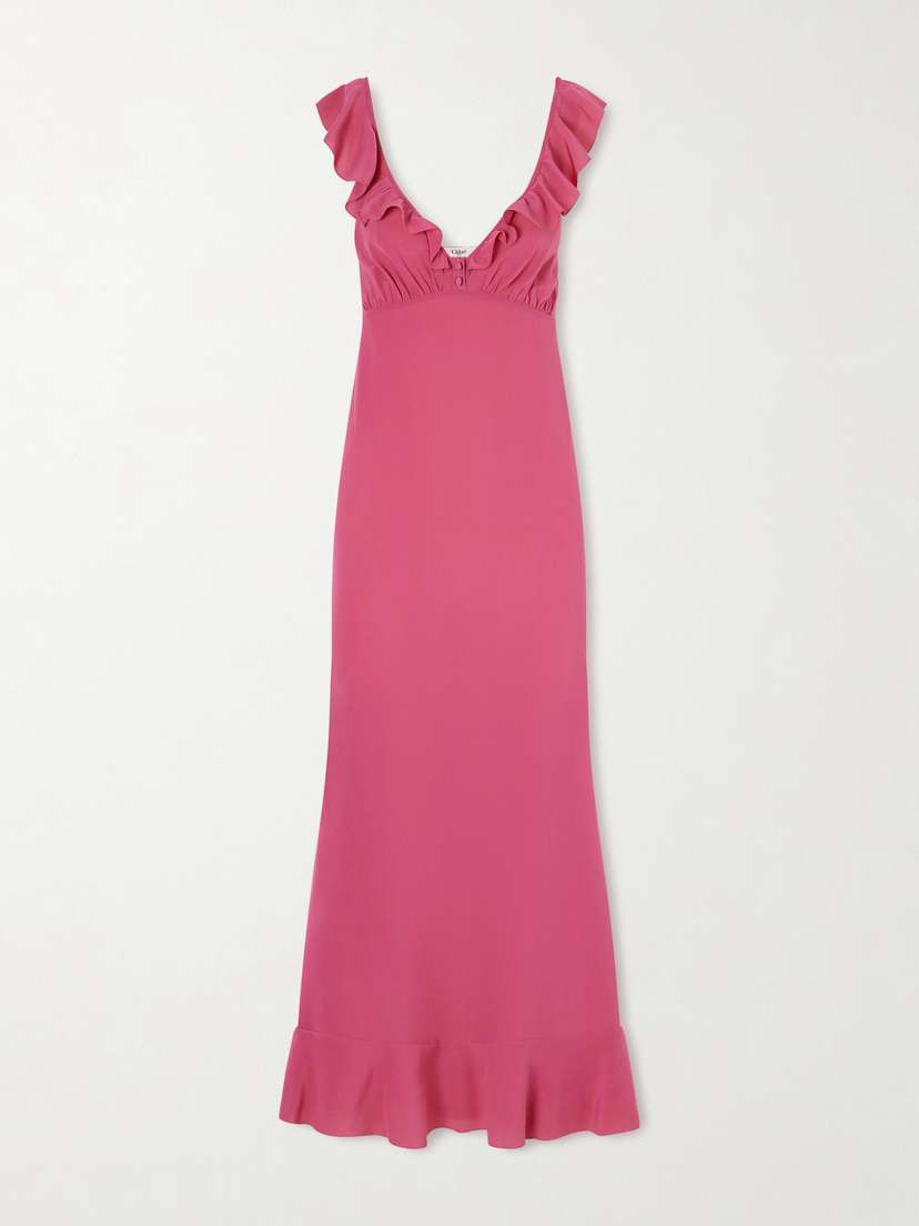 Ruffled Silk-chiffon Midi Dress