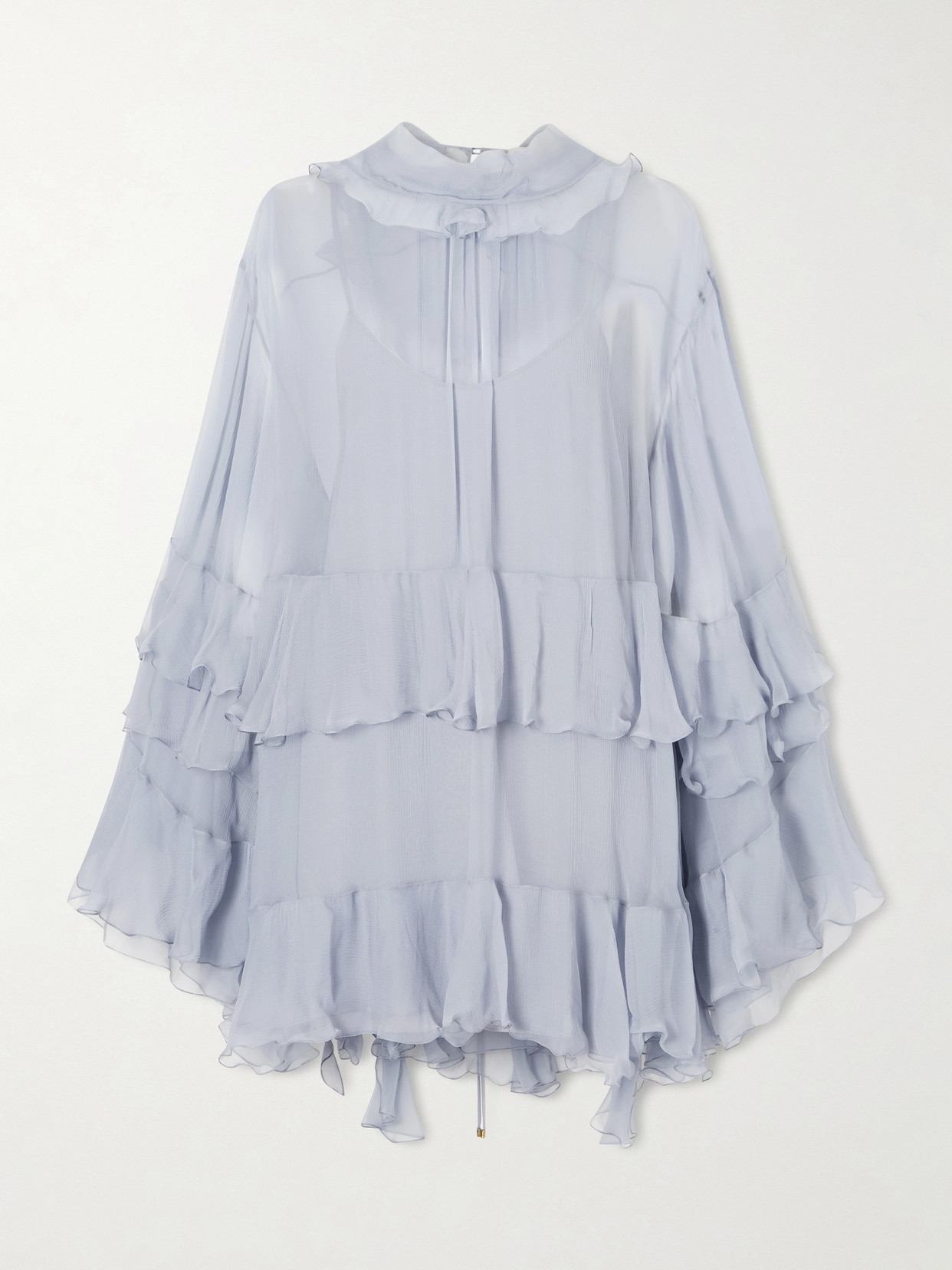 Chloé Ruffled Crepon Mini Dress In Blue