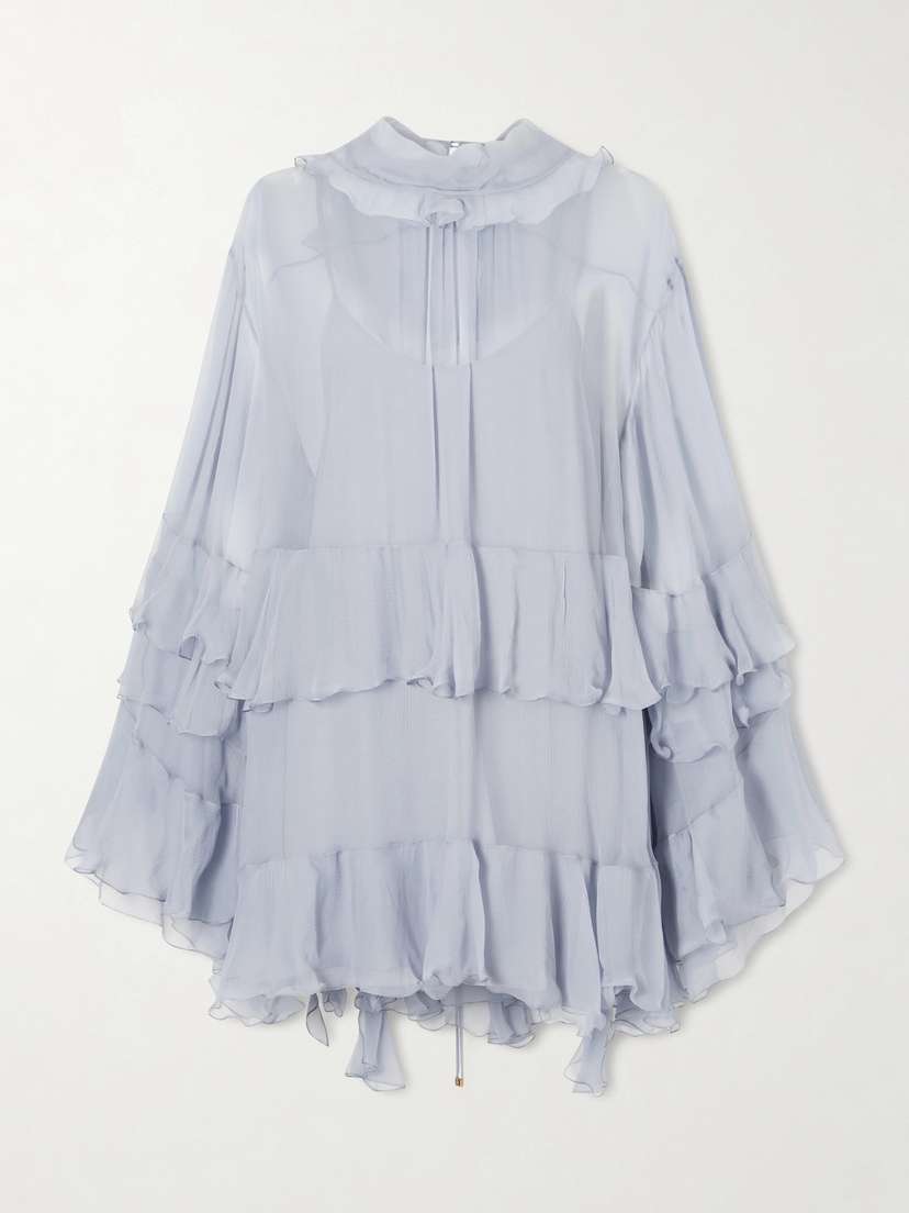 Ruffled Crepon Mini Dress