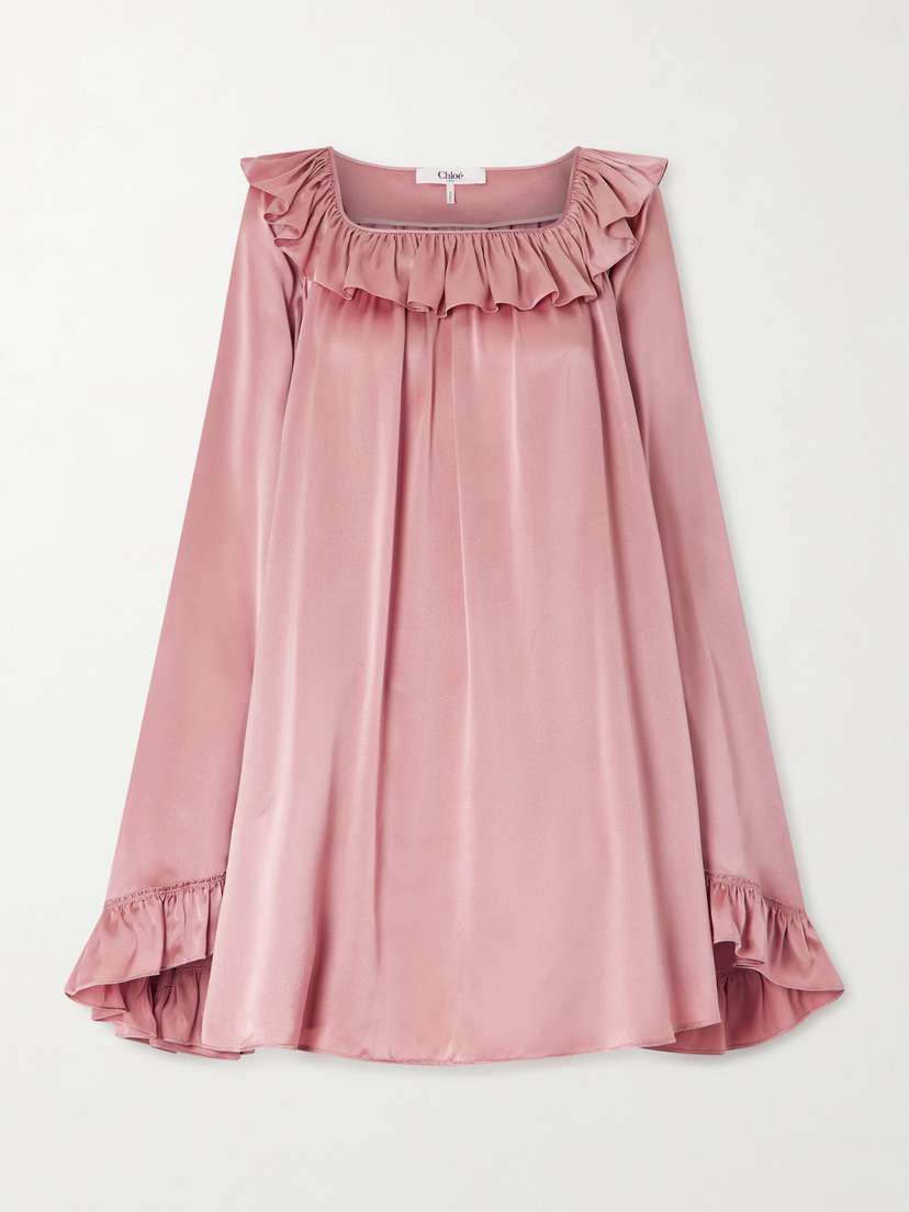 Chloé Ruffled Silk-satin Mini Dress