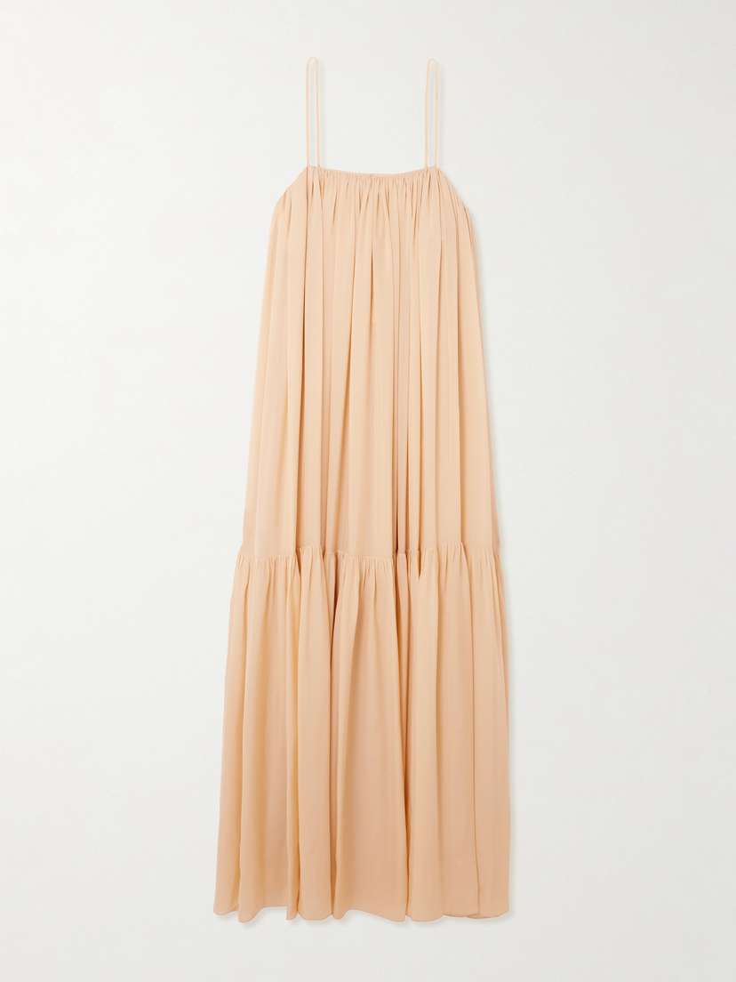 Chloé Ruched Tiered Silk Maxi Dress