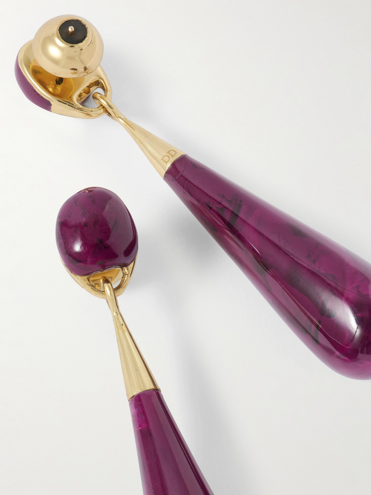 Dinosaur Designs Dew Drop Large Gold-tone Resin Earrings In Purple