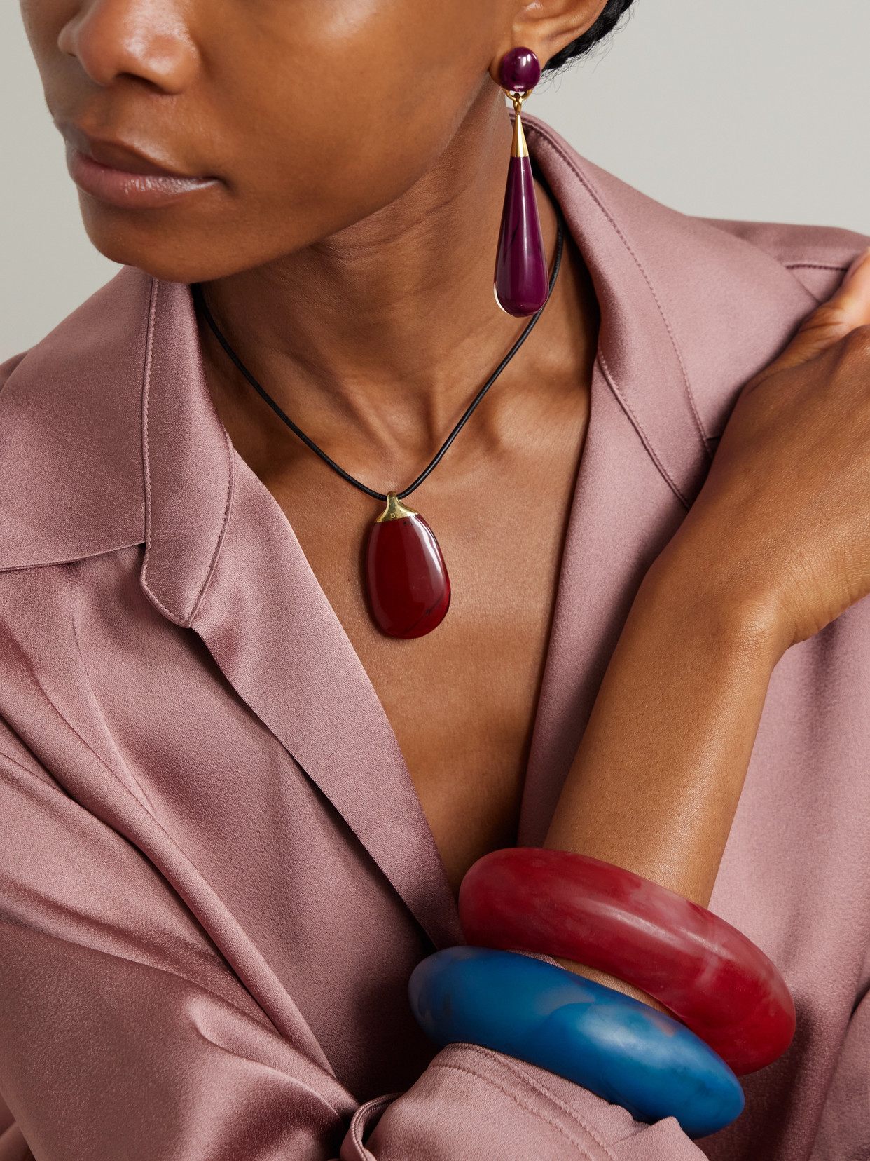 Dinosaur Designs Dew Drop Large Gold-tone Resin Earrings In Purple