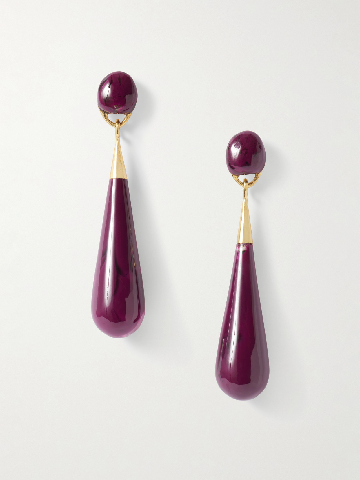 Dinosaur Designs Dew Drop Large Gold-tone Resin Earrings In Purple