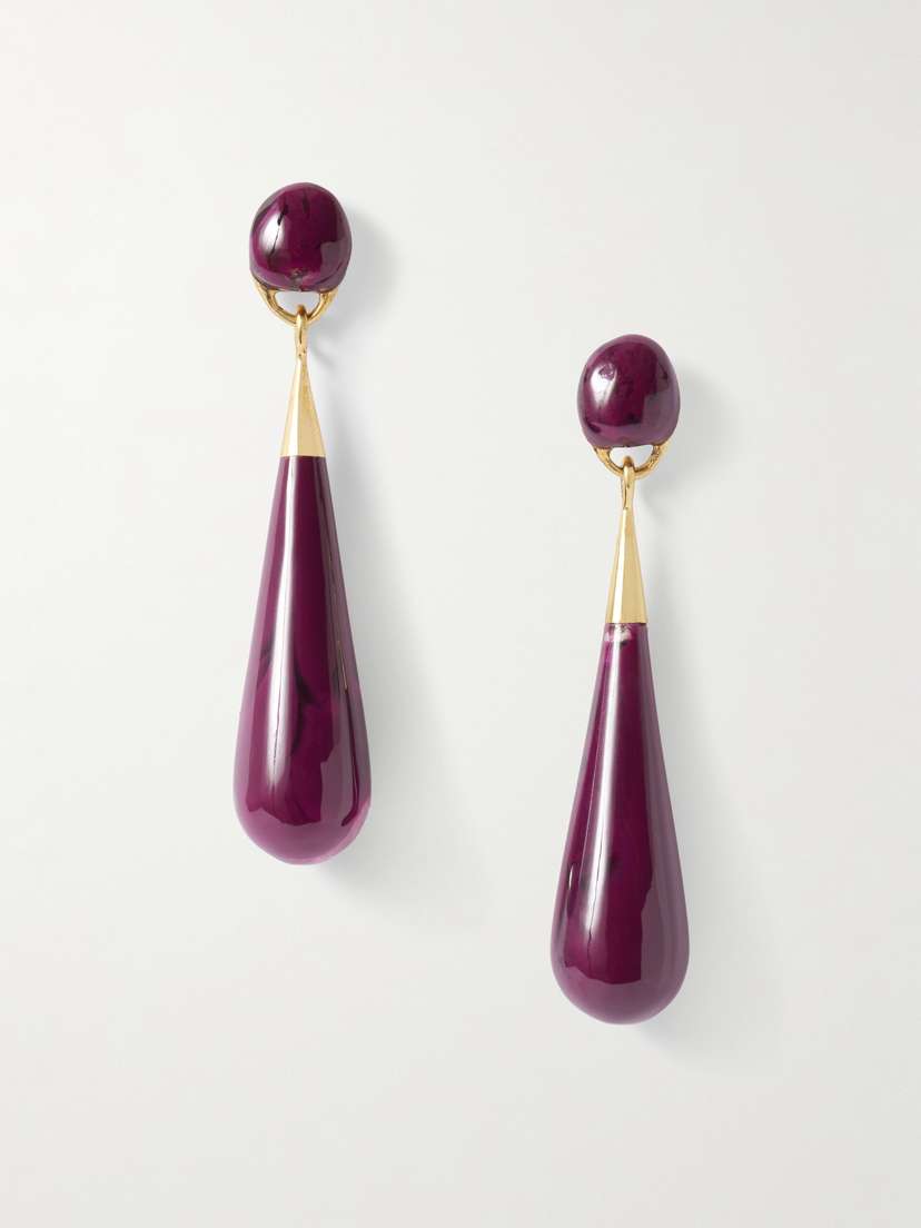 Dinosaur Designs Dew Drop Large Gold-tone Resin Earrings