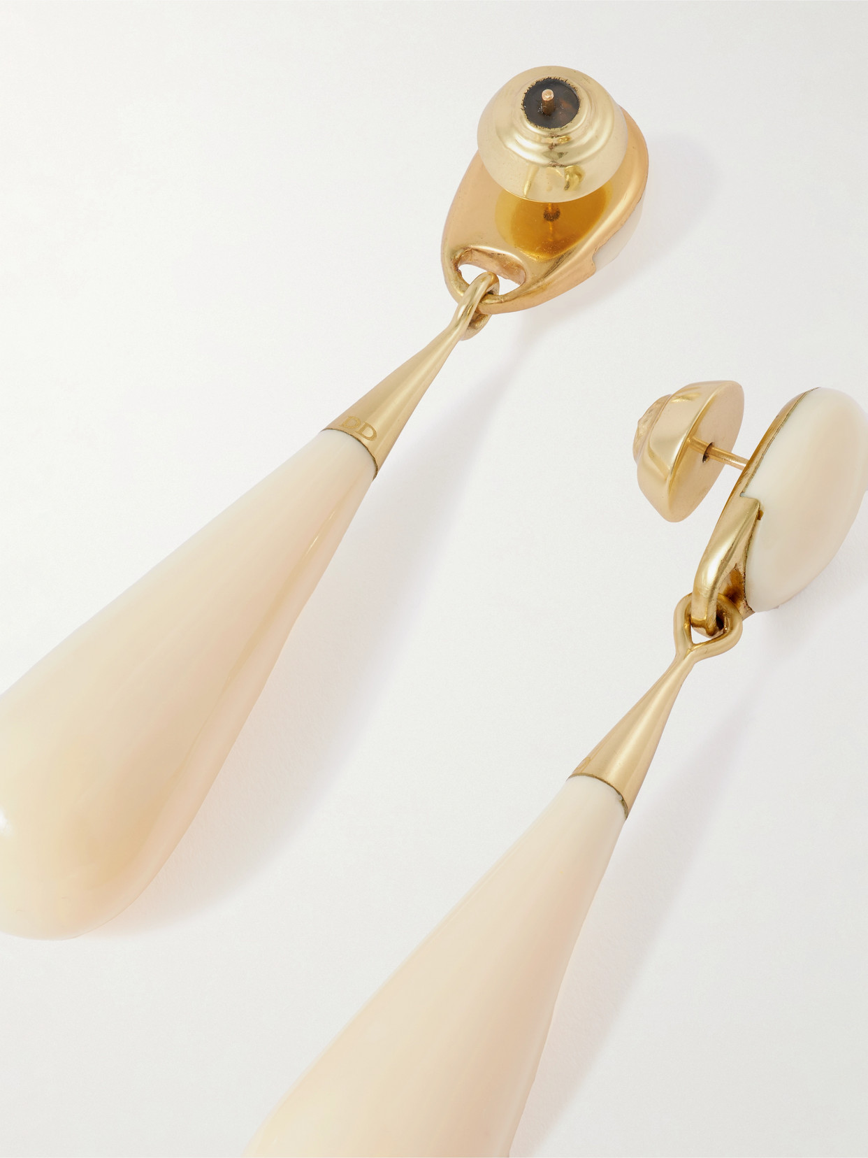 Dinosaur Designs Dew Drop Large Gold-tone Resin Earrings In White