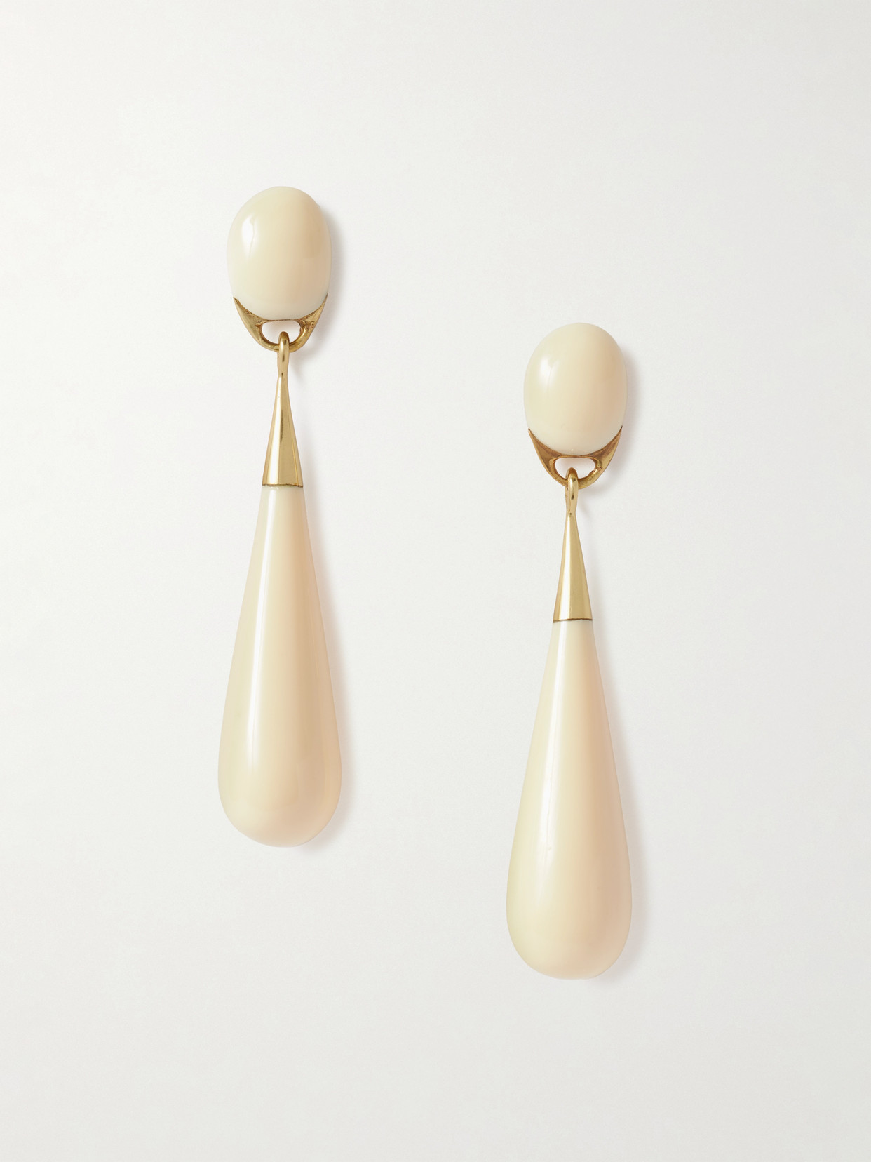 Dinosaur Designs Dew Drop Large Gold-tone Resin Earrings In White