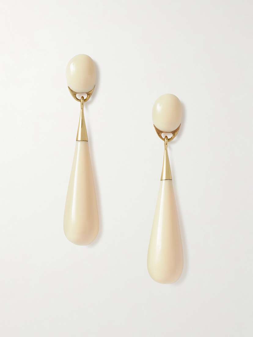 Dinosaur Designs Dew Drop Large Gold-tone Resin Earrings