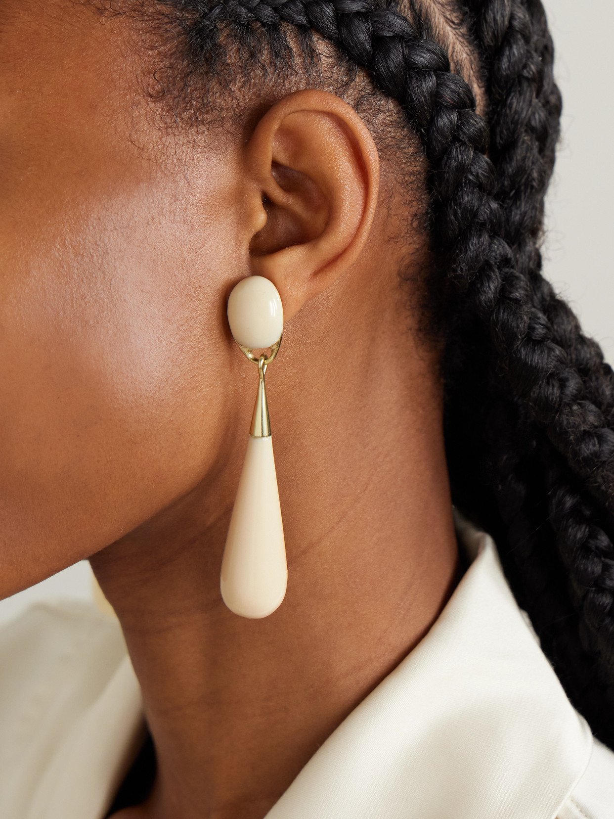 Dinosaur Designs Dew Drop Large Gold-tone Resin Earrings In White