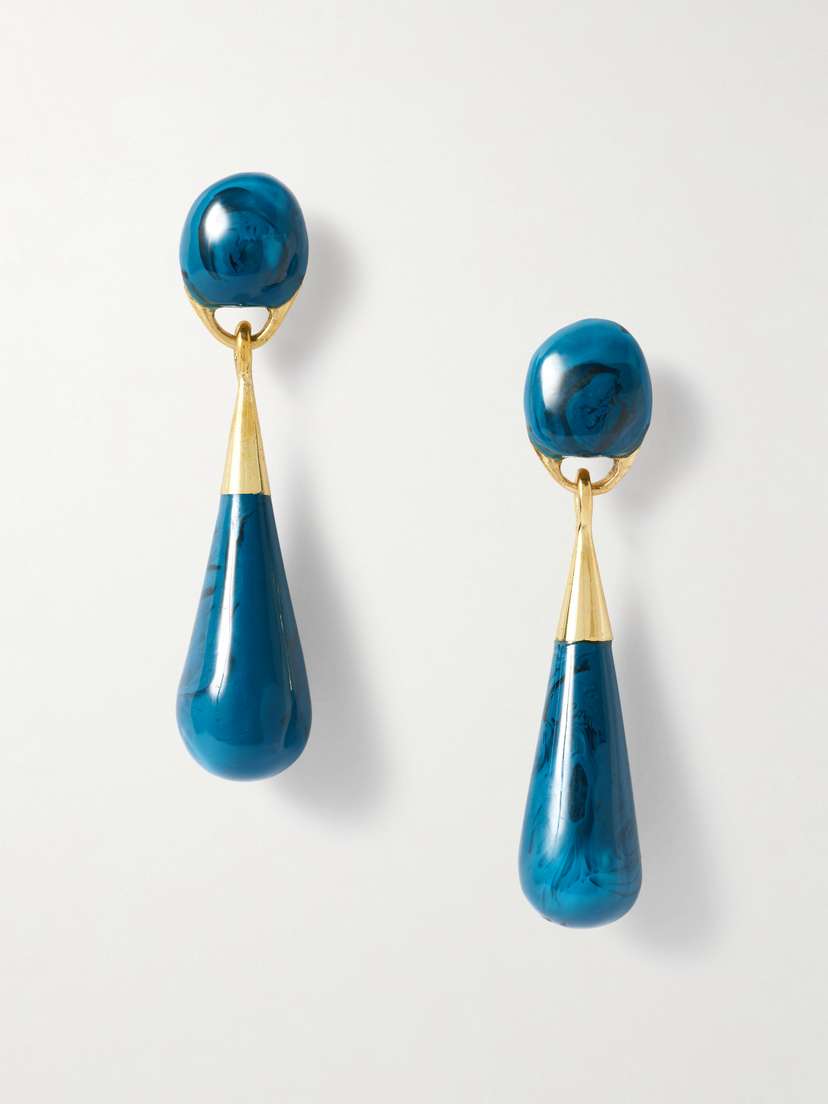 Dinosaur Designs Dew Drop Medium Gold-tone And Resin Earrings