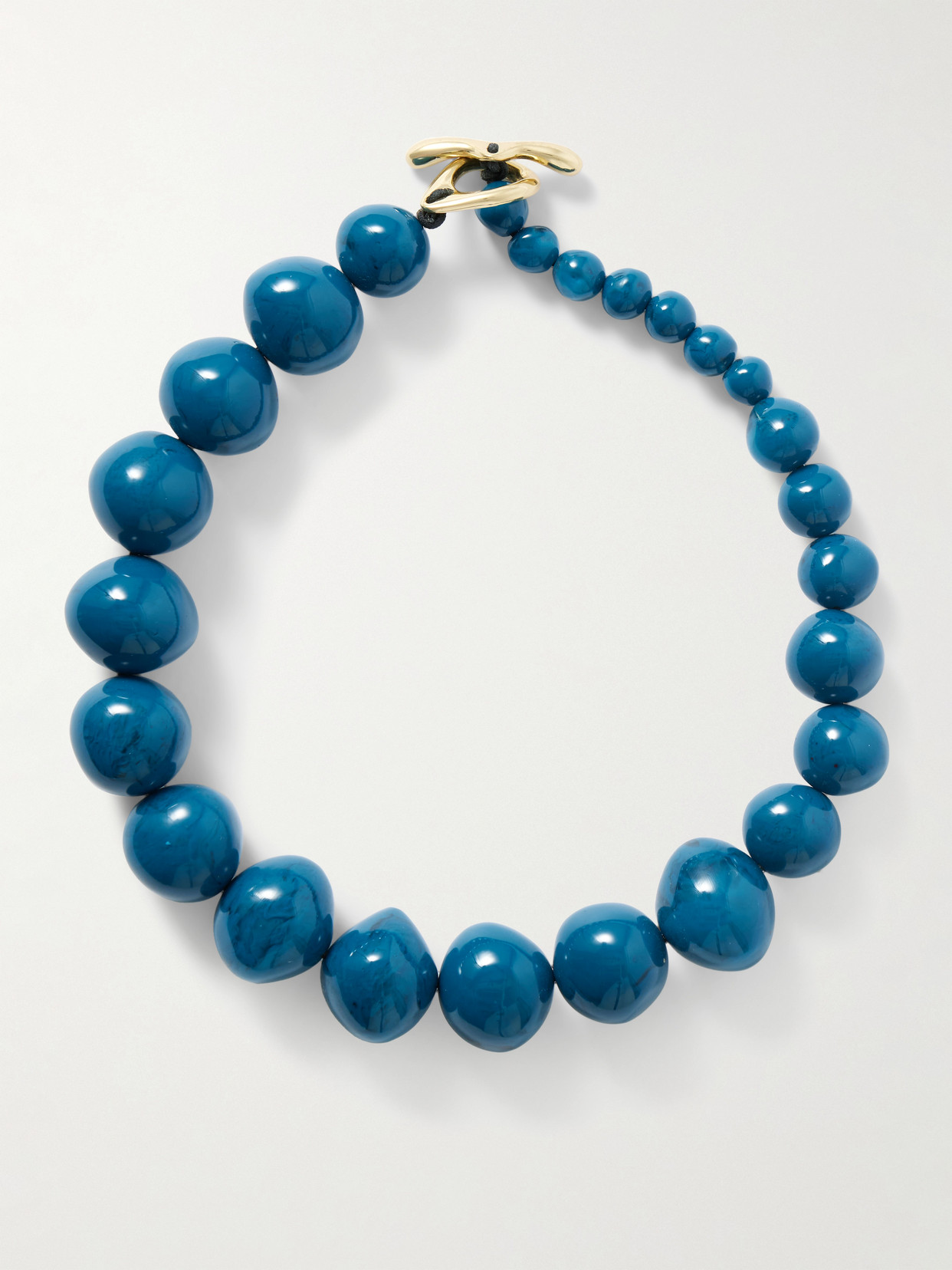 Dinosaur Designs Boulder Beads Resin Necklace In Blue