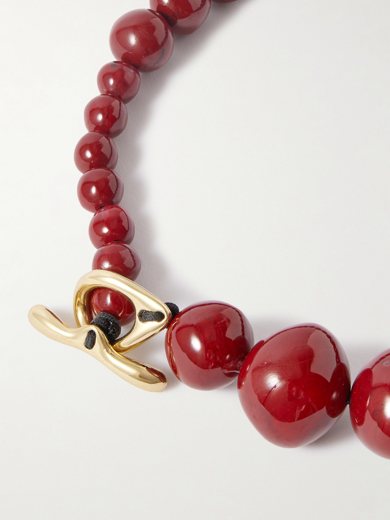 Dinosaur Designs Boulder Beads Resin Necklace In Burgundy