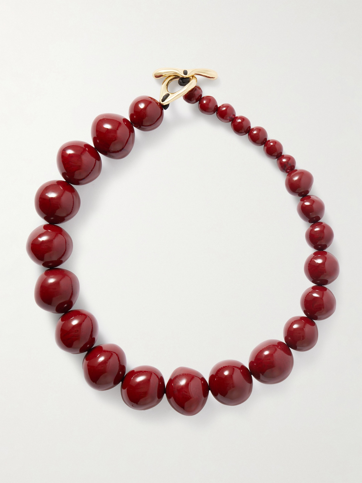 Dinosaur Designs Boulder Beads Resin Necklace In Burgundy