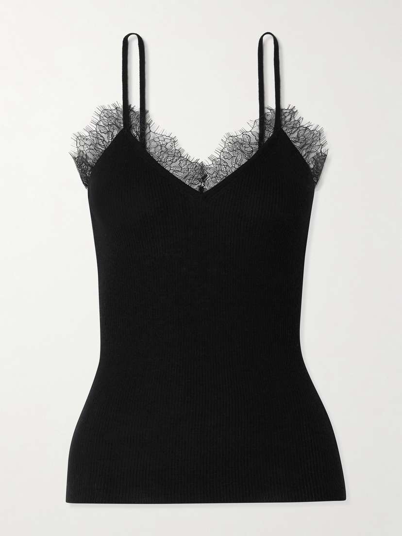 Arch4 Bibury Lace-trimmed Ribbed Organic Cashmere Camisole