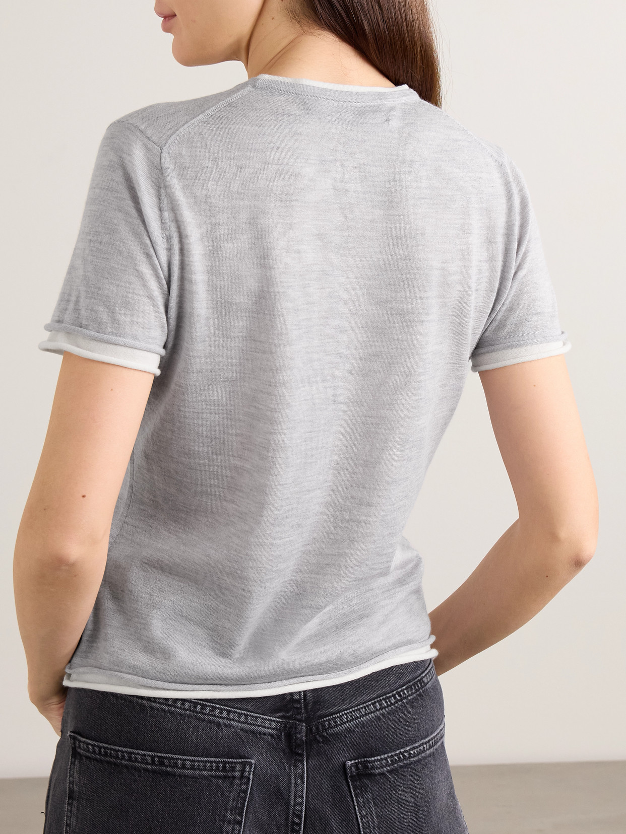 Selcombe Layered Two-Tone Organic Cashmere Top