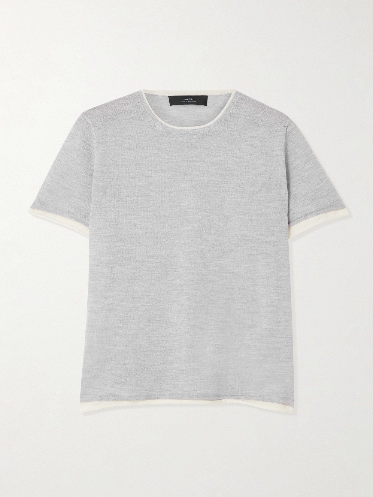 Arch4 Selcombe Layered Two-tone Organic Cashmere Top In Gray