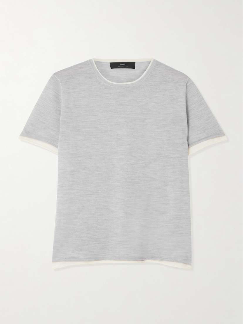 Arch4 Selcombe Layered Two-tone Organic Cashmere Top