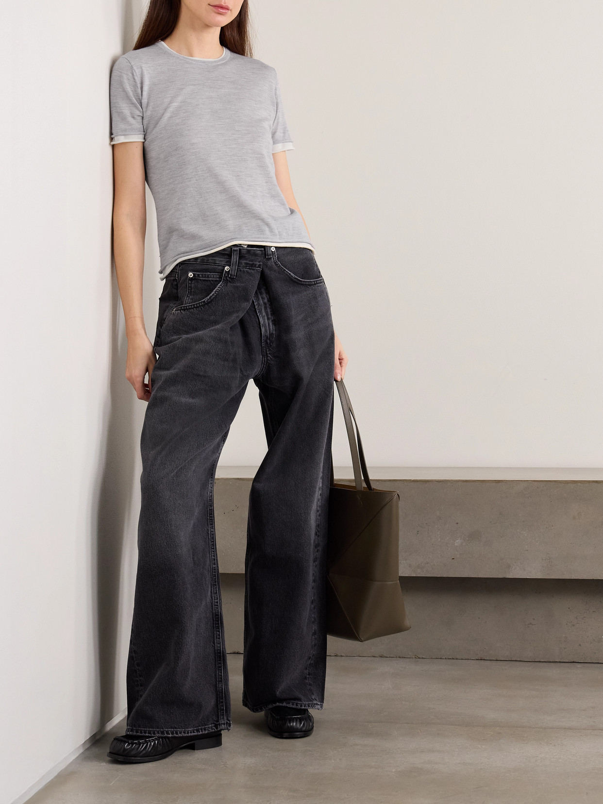 Selcombe Layered Two-Tone Organic Cashmere Top