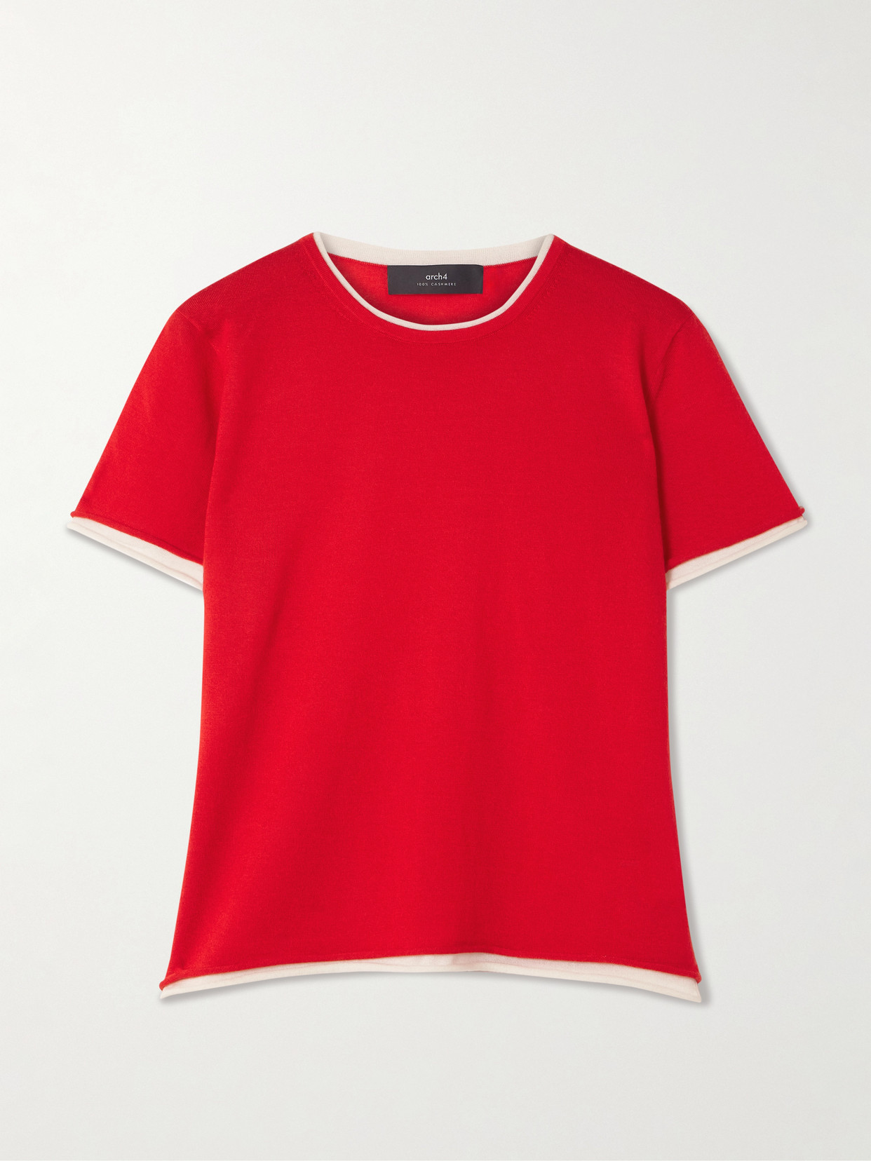 Arch4 Selcombe Layered Two-tone Organic Cashmere Top In Red