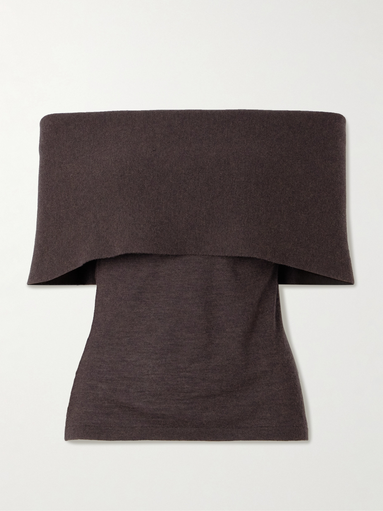 Arch4 Monroe Off-the-shoulder Organic Cashmere Top In Brown