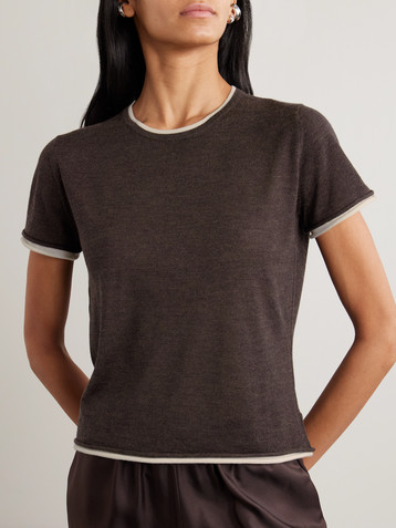 arch4 Selcombe layered two-tone organic cashmere top
