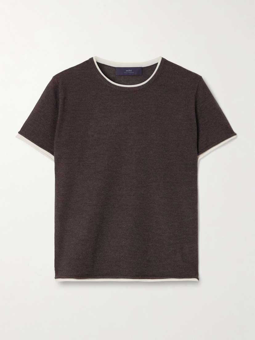 Arch4 Selcombe Layered Two-tone Organic Cashmere Top