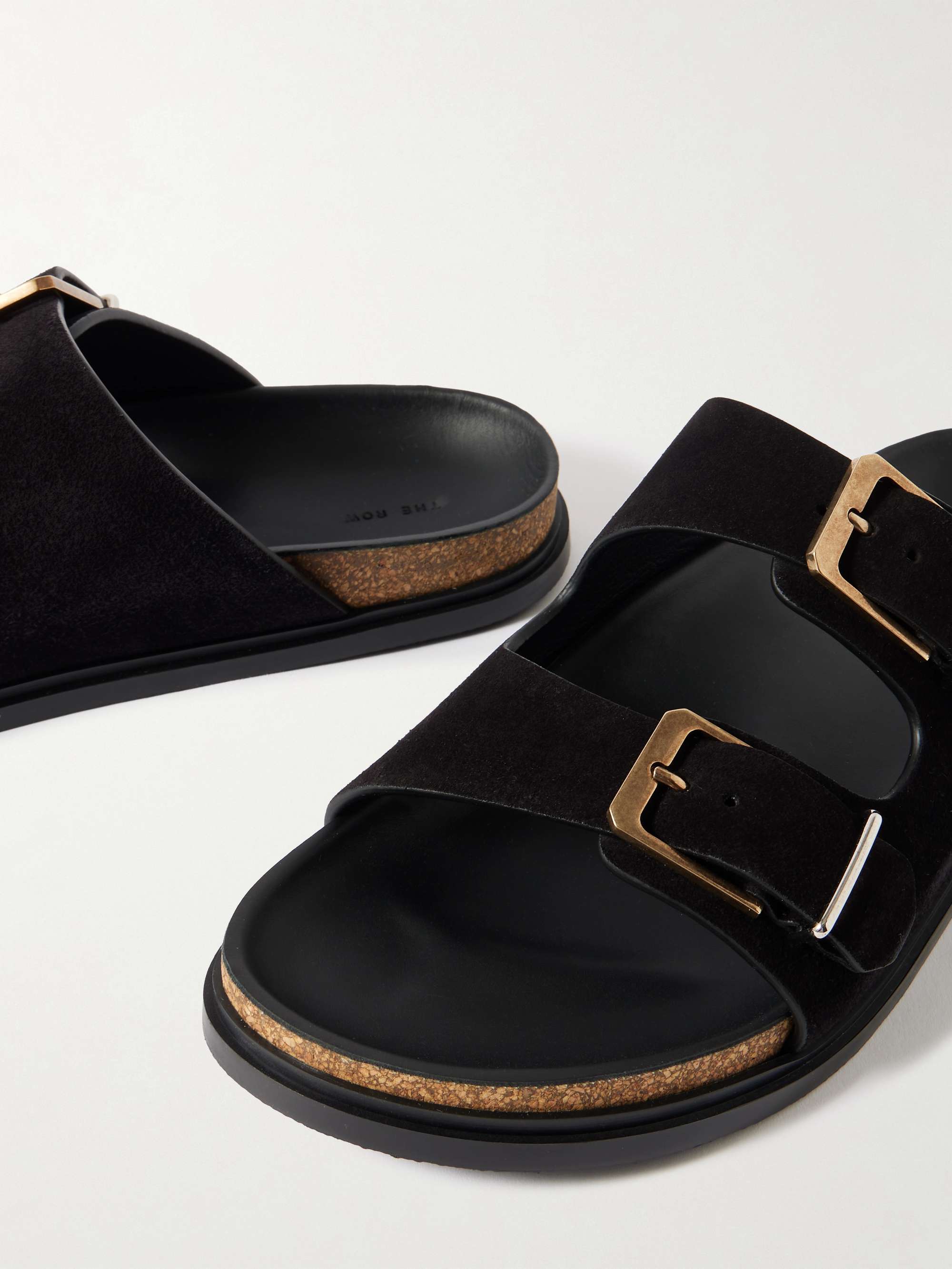 THE ROW Buckled suede slides | NET-A-PORTER