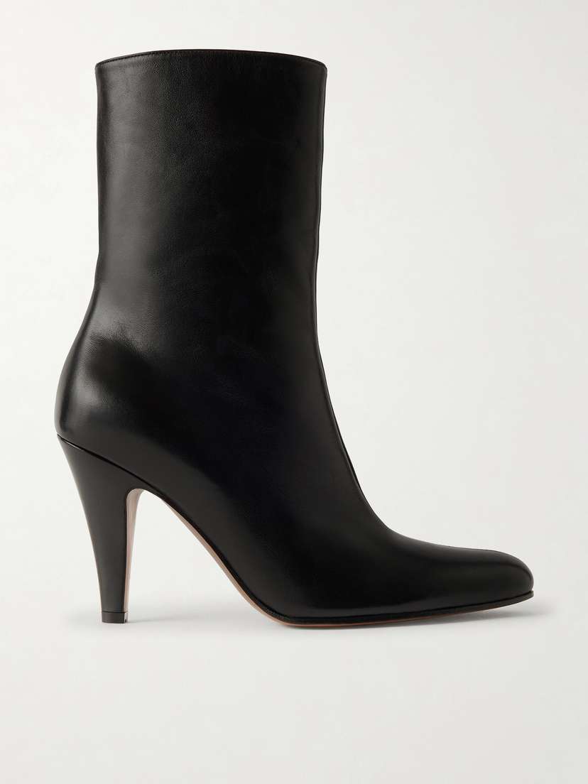 The Row Ornella Leather Ankle Boots