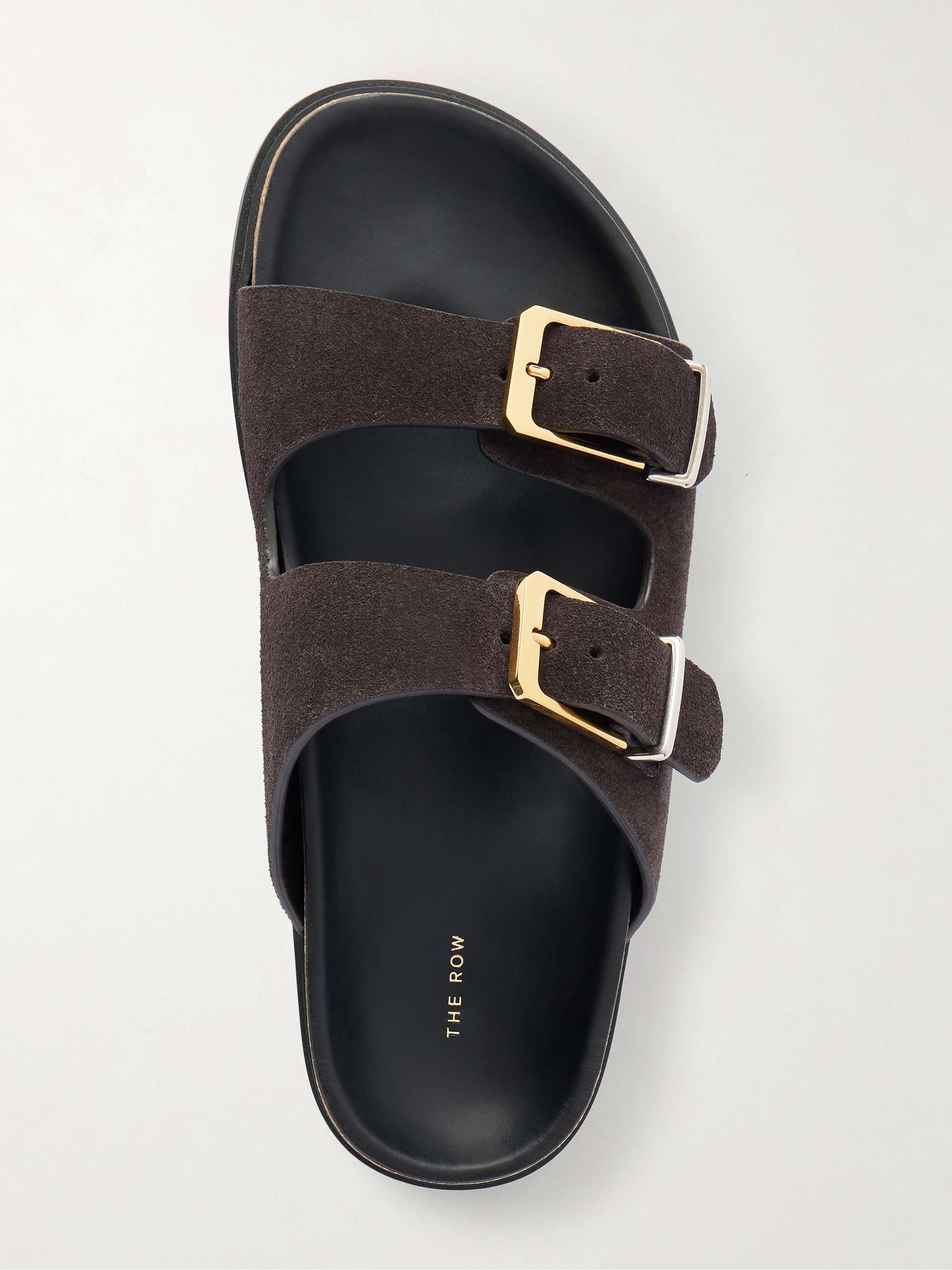 THE ROW Buckled suede slides | NET-A-PORTER