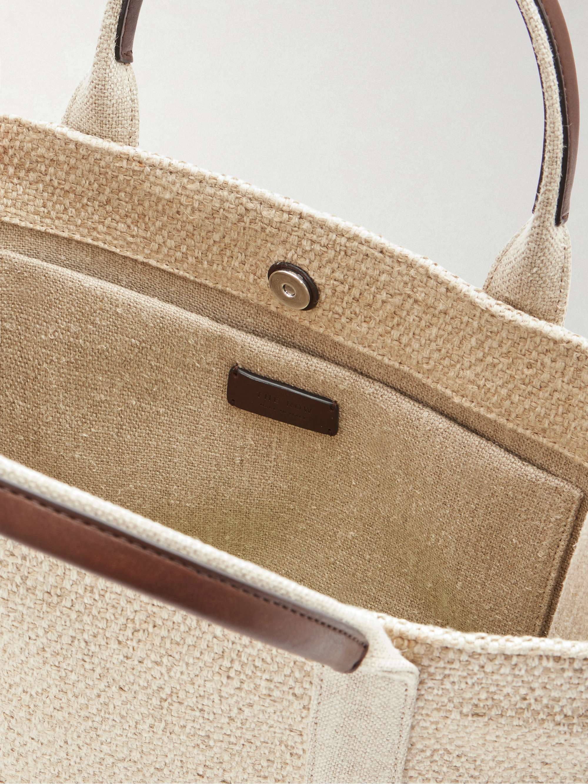 THE ROW Georgia leather-trimmed woven tote | NET-A-PORTER