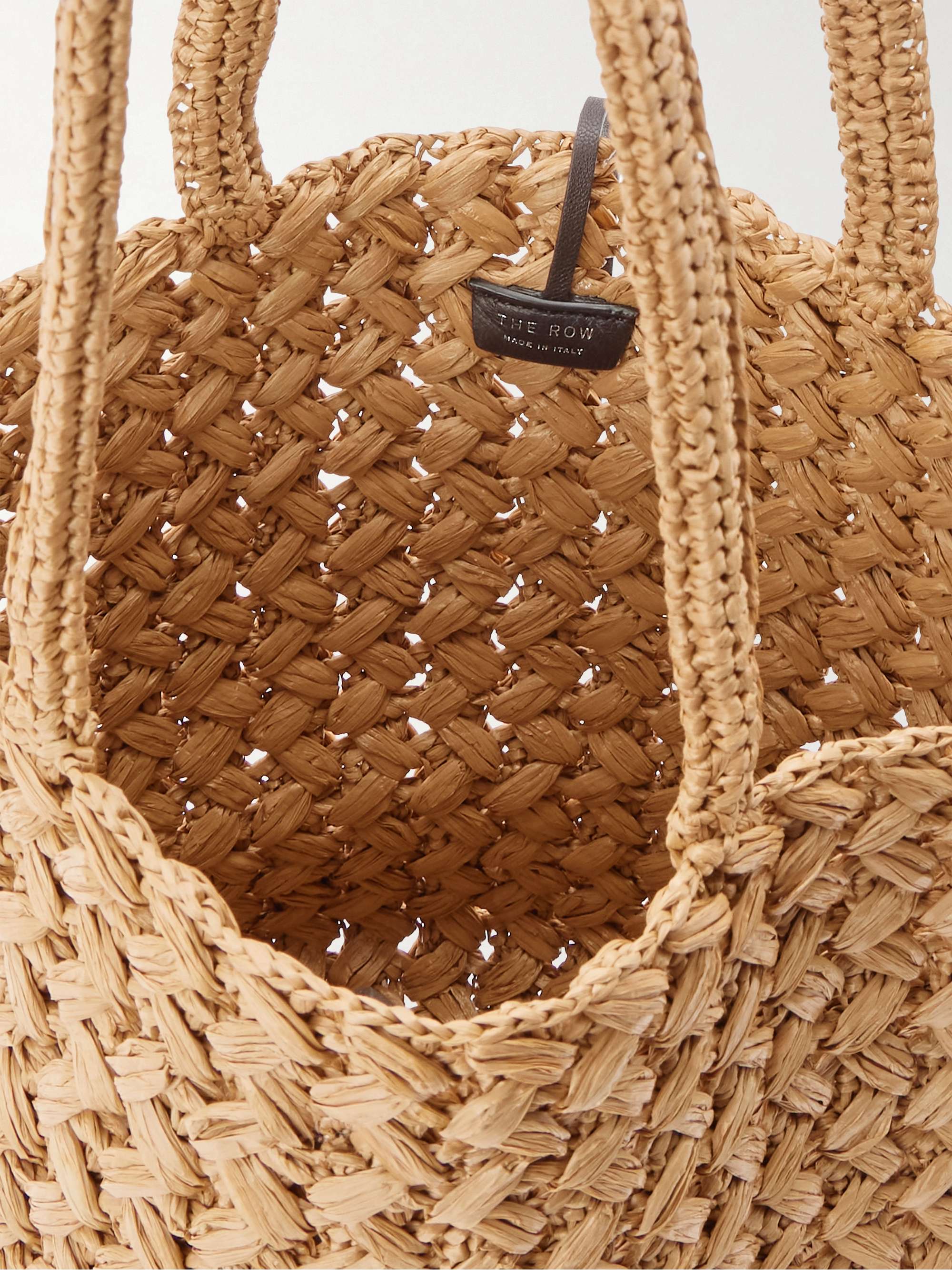 THE ROW Estelle leather-trimmed raffia tote | NET-A-PORTER