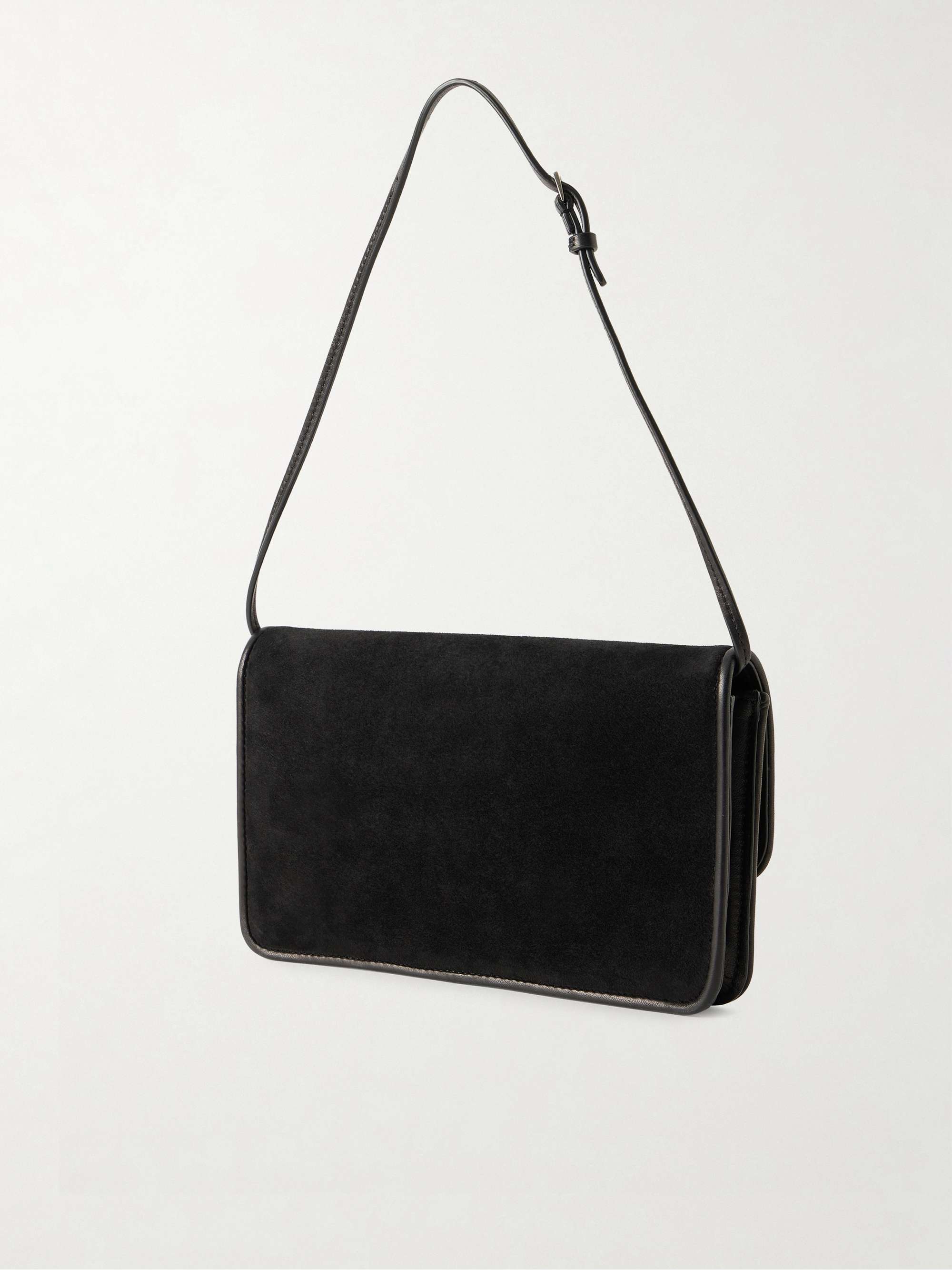 THE ROW Nancy leather-trimmed suede shoulder bag | NET-A-PORTER