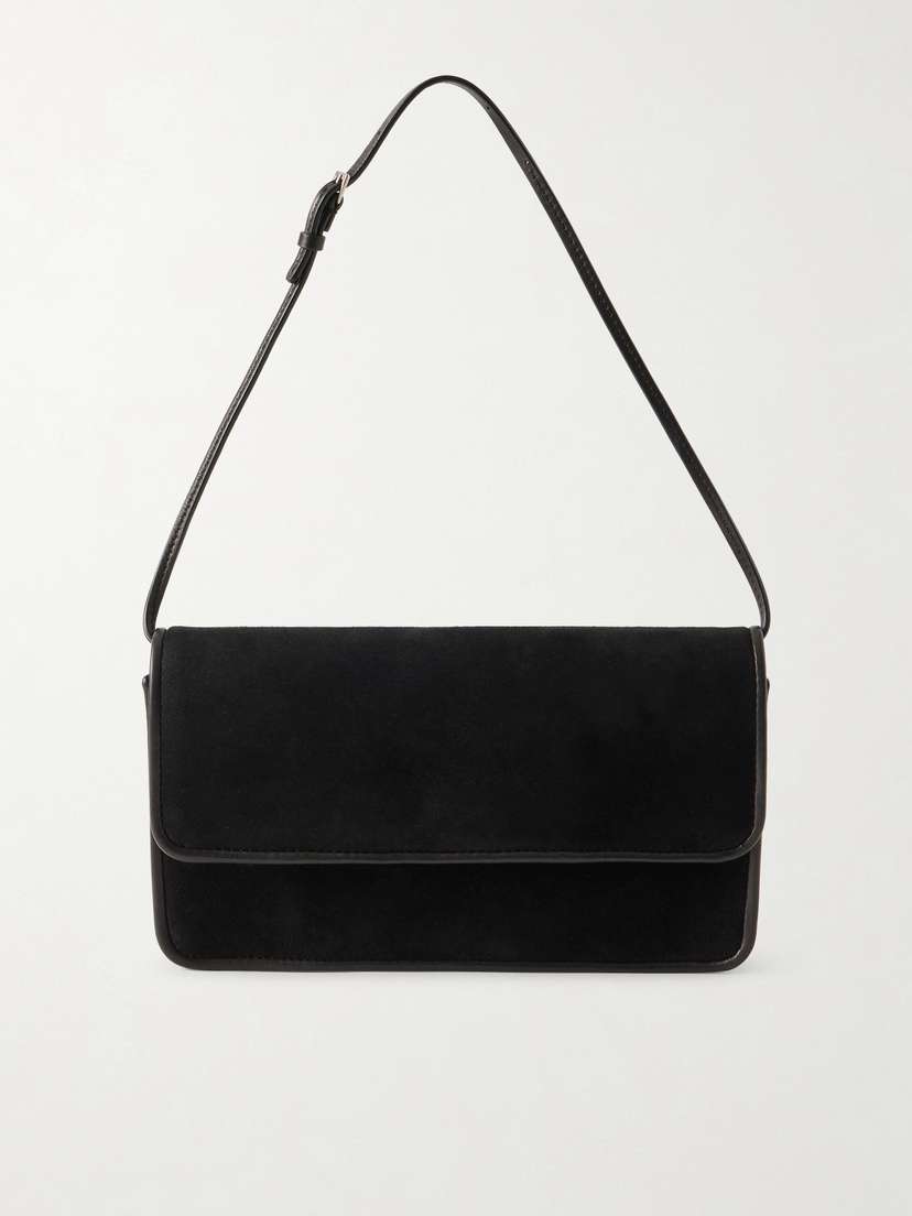 The Row Nancy Leather-trimmed Suede Shoulder Bag