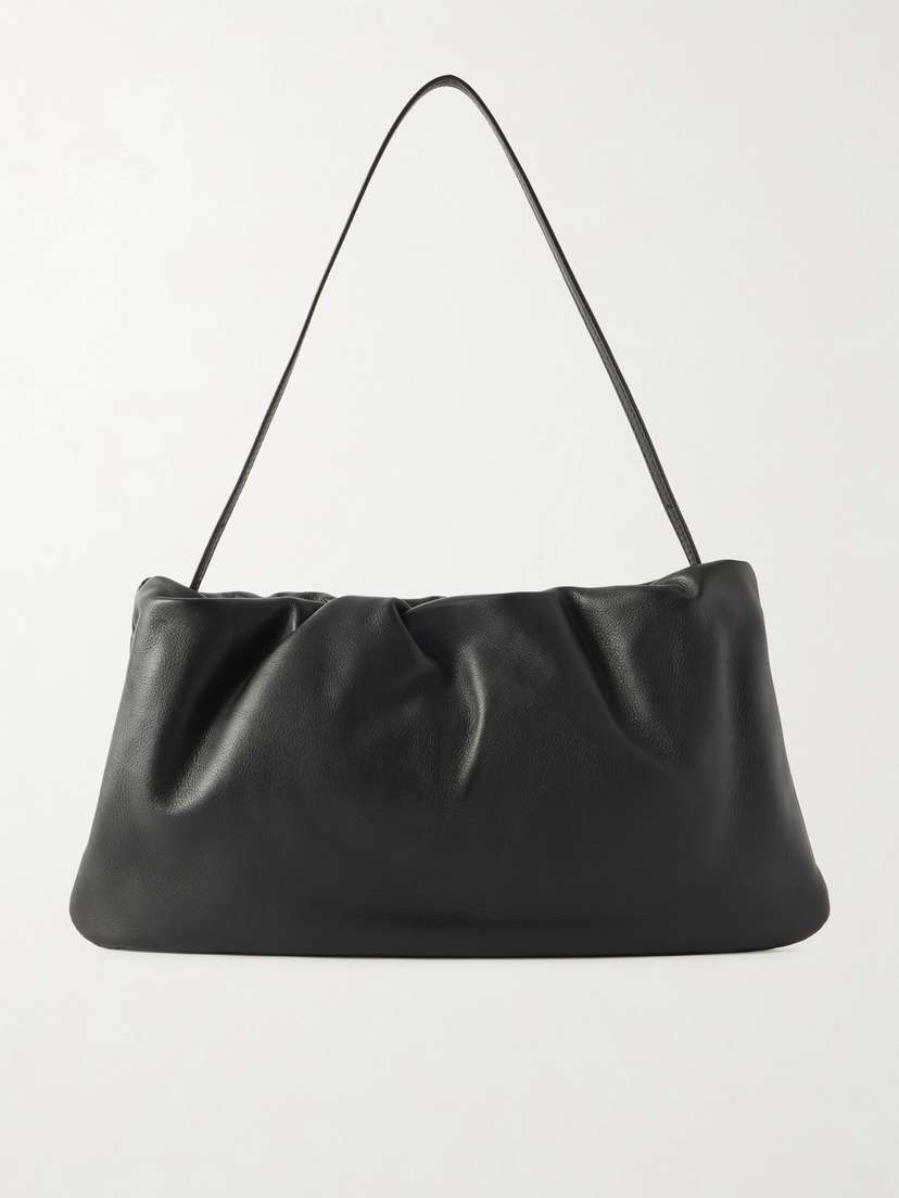 The Row Bourse Xl Gathered Leather Shoulder Bag