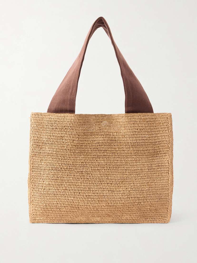 The Row Loretta Leather- And Webbing-trimmed Raffia Tote