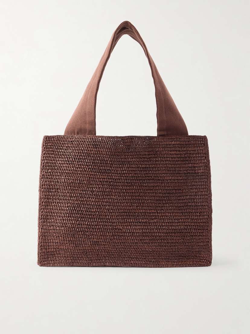 The Row Loretta Leather- And Webbing-trimmed Raffia Tote
