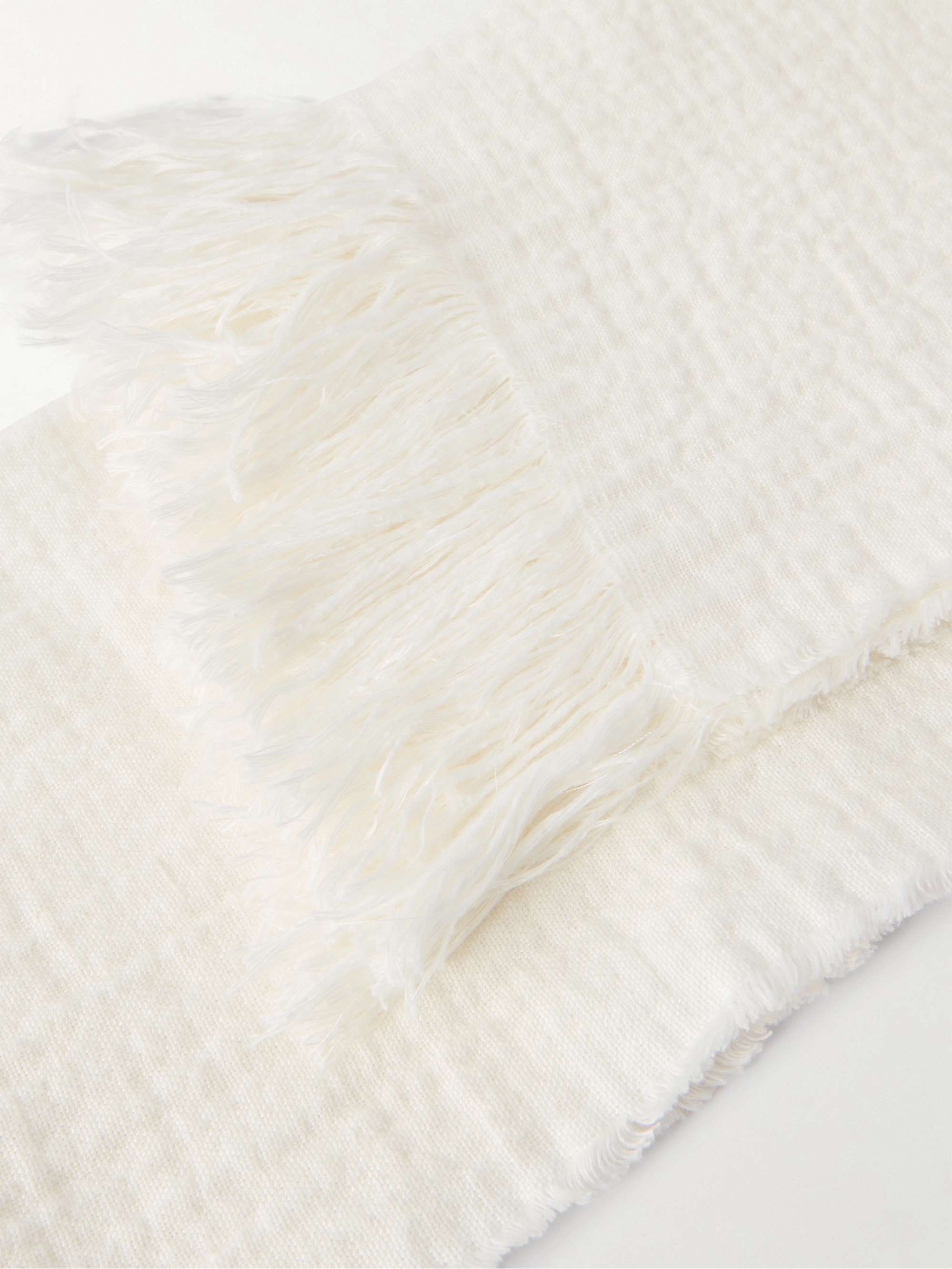 THE ROW Kastel fringed crinkled-linen scarf | NET-A-PORTER