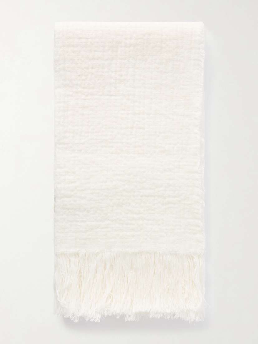 The Row Kastel Fringed Crinkled-linen Scarf