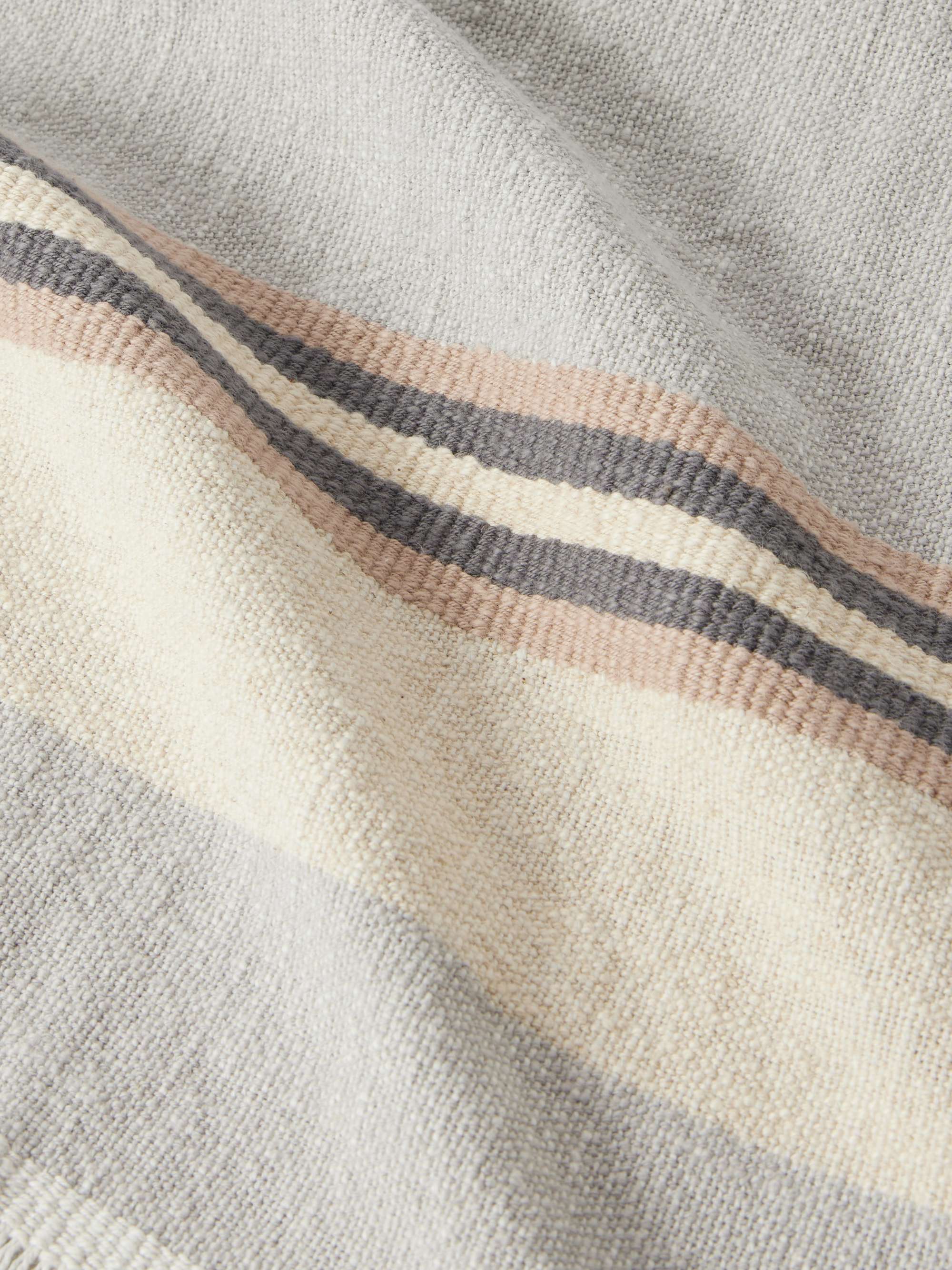 THE ROW Fringed striped cotton and linen-blend scarf | NET-A-PORTER