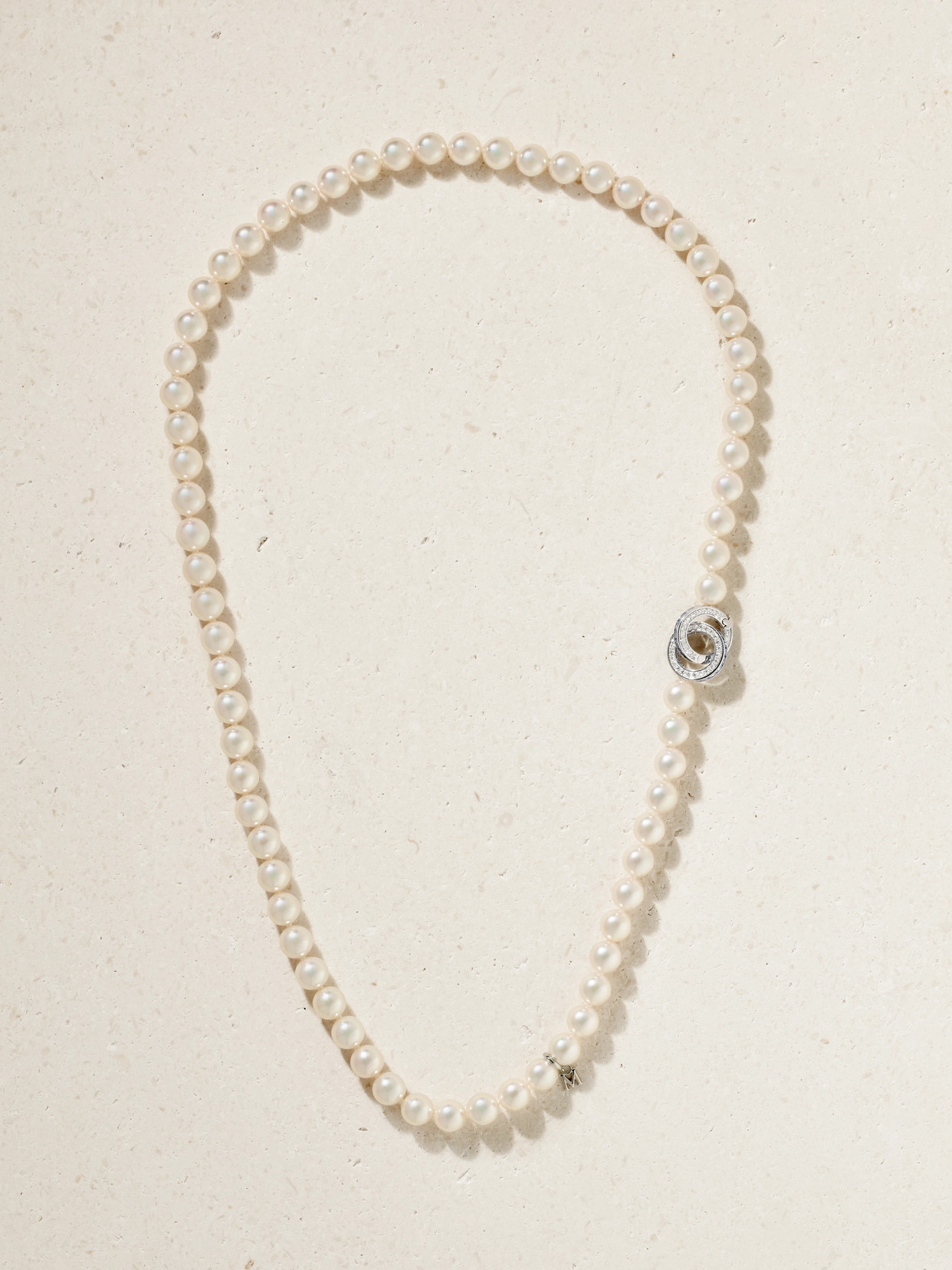 Mikimoto 18-karat White Gold Sapphire, Diamond And Pearl Necklace In Silver