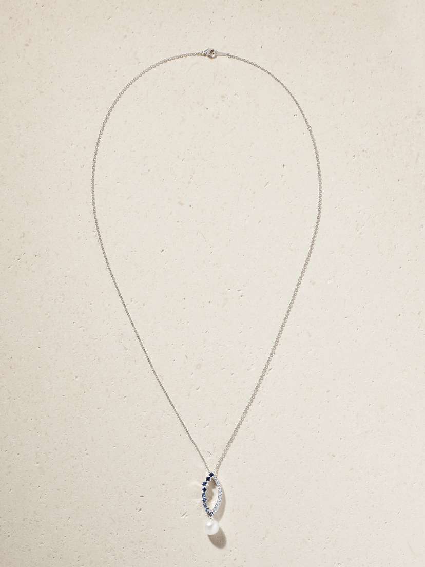 Mikimoto 18-karat White Gold Sapphire, Diamond And Pearl Necklace | Thumbnail 7 Mikimoto 18-karat White Gold Sapphire, Diamond And Pearl Necklace | Thumbnail 7