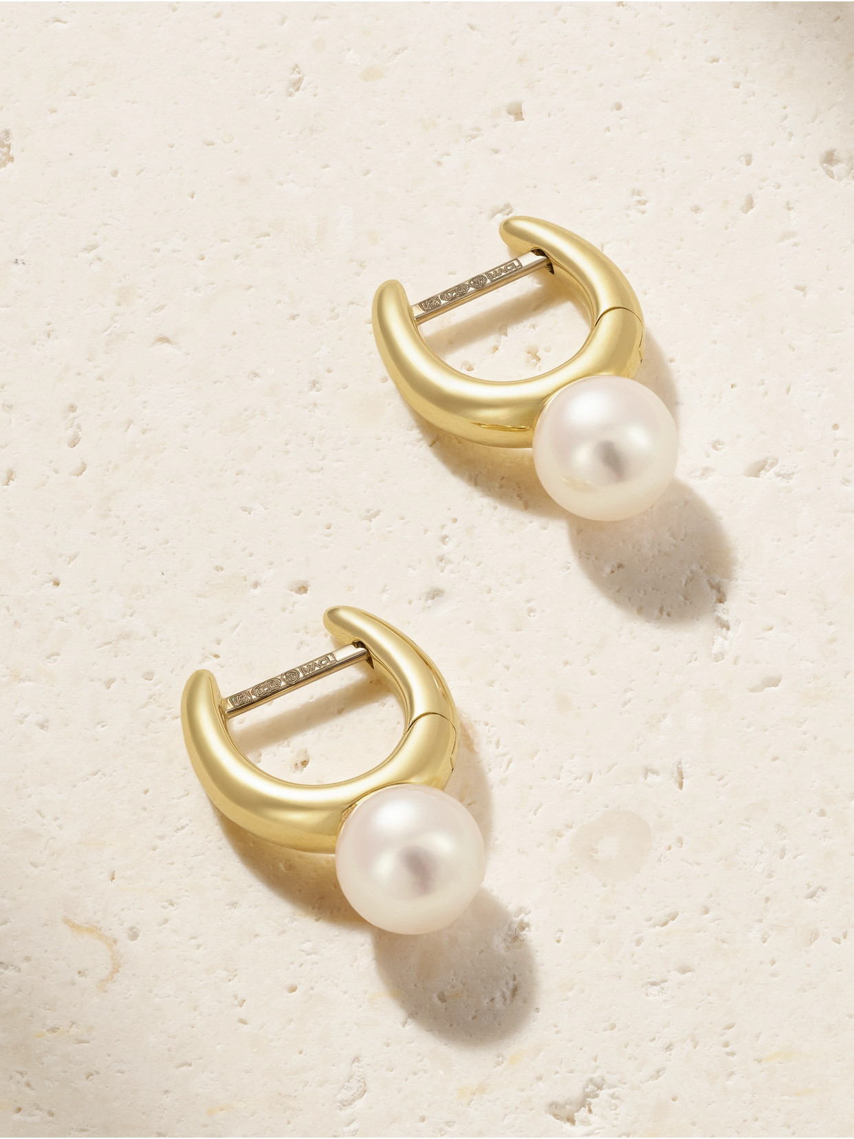 Mikimoto 18-karat Gold Pearl Hoop Earrings
